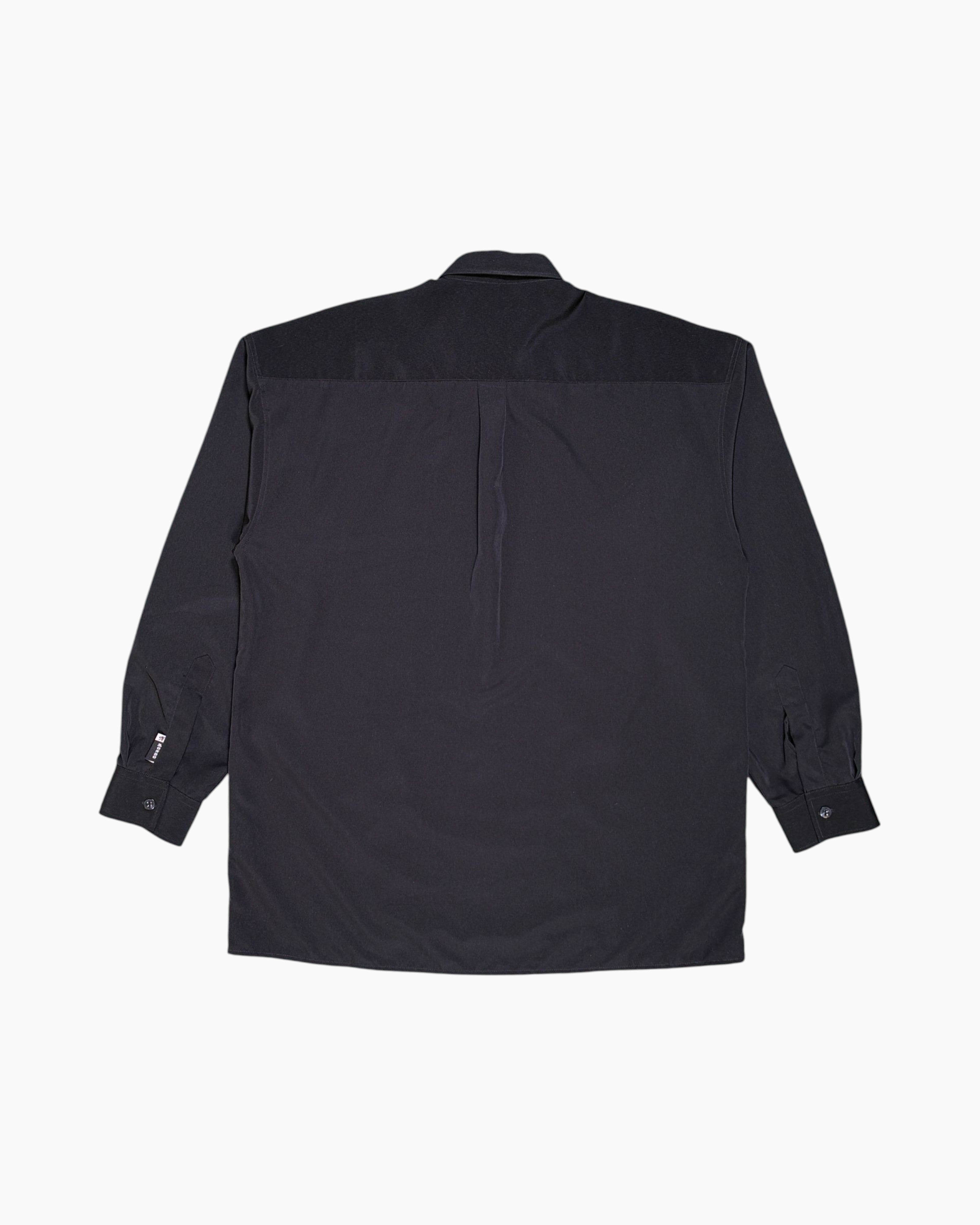 Back Vintage Y2K MONDO Button-Down Shirt – Black Pintuck Front