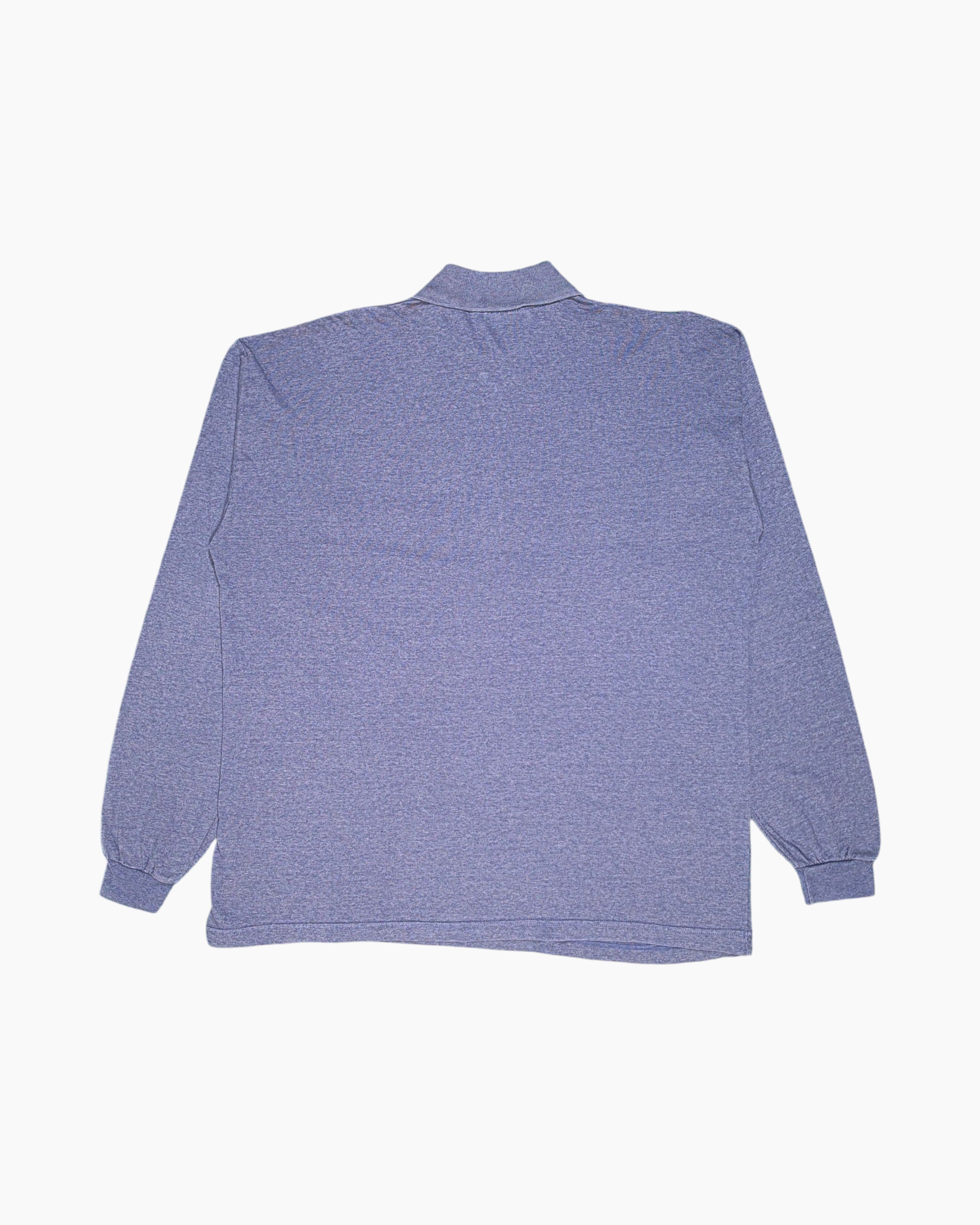 Back Vintage 80s/90s Monte Carlo Pullover Sweater – Blue Half-Zip Patch Pocket