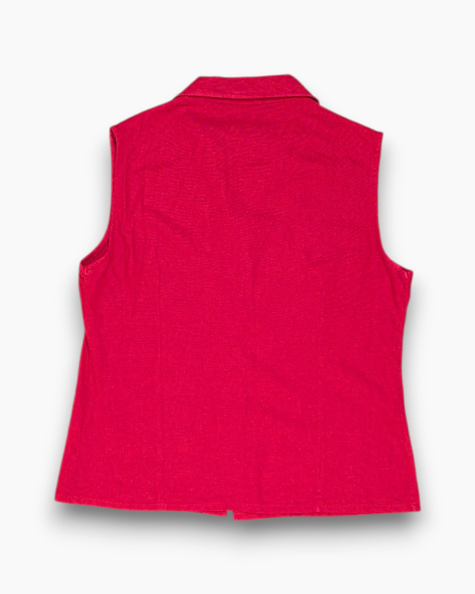 Back Vintage 90s/2000s NEWSENSATION Sleeveless Button-Up Shirt – Red Embroidered