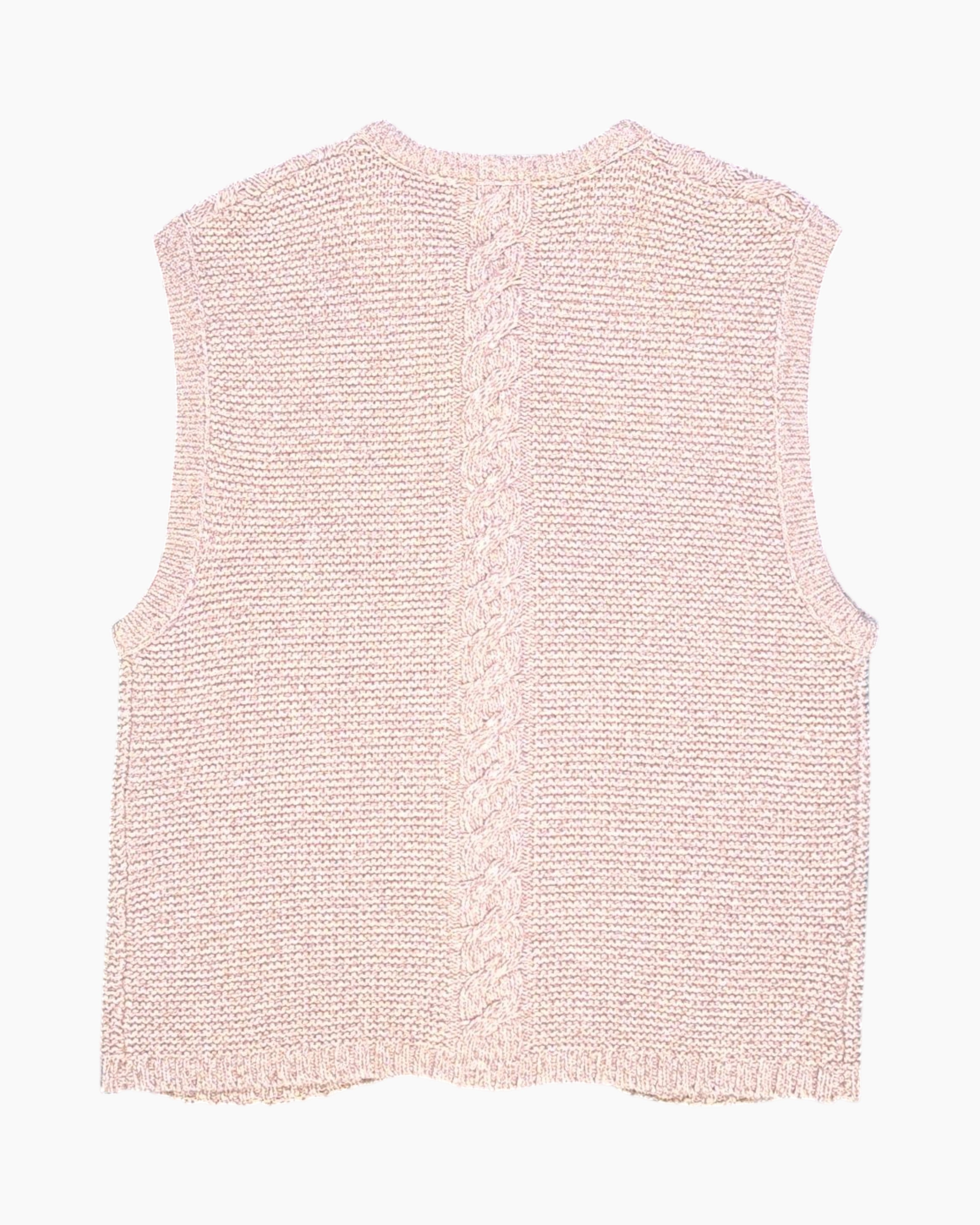 Back Pre-owned Nockstein Trachten Button-Front Knit Vest – Beige Cable Knit