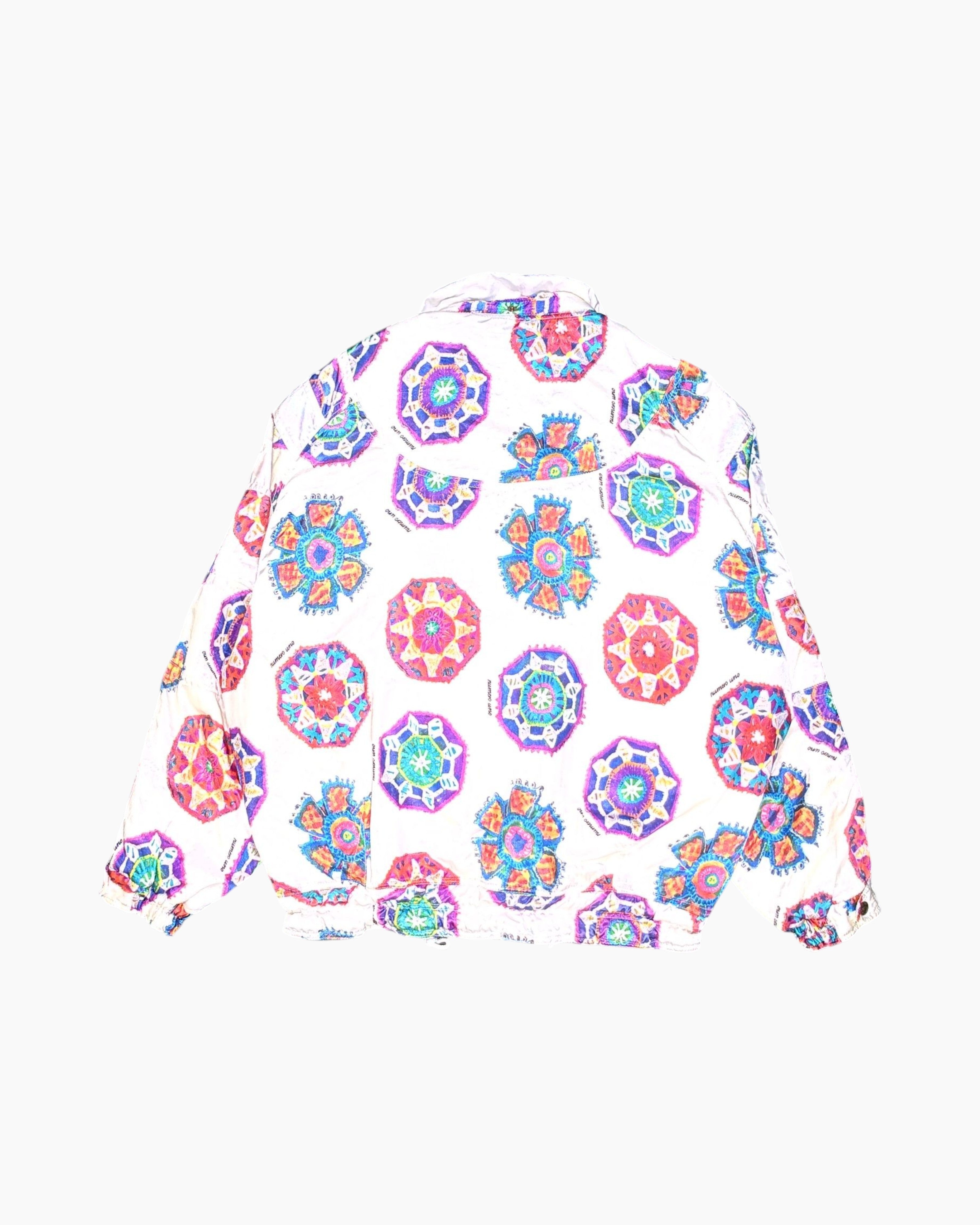 Back Vintage 80s/90s NUMERO UNO Bomber Jacket – Multicolor Geometric Print