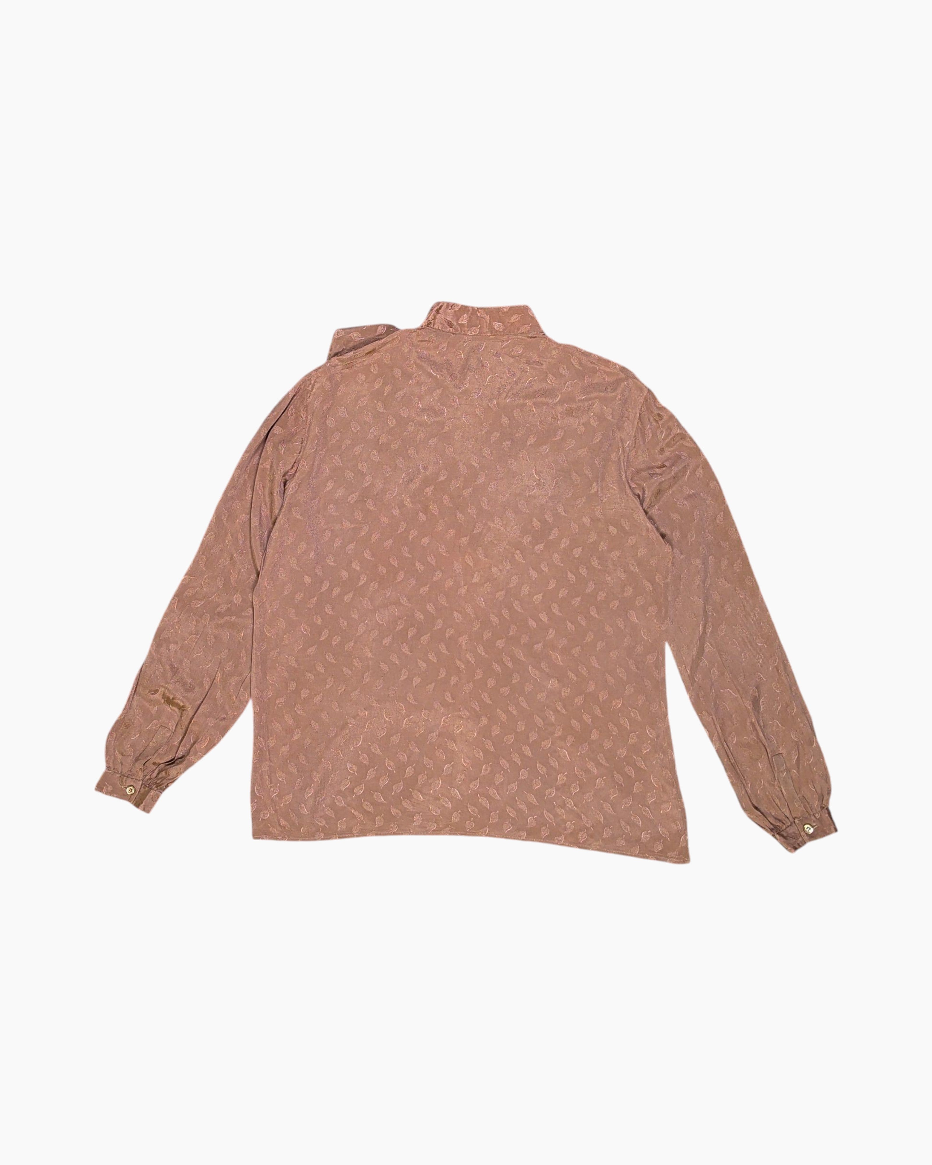 Back Vintage 80s/90s Paporia Button-Down Shirt – Brown Jacquard Bow