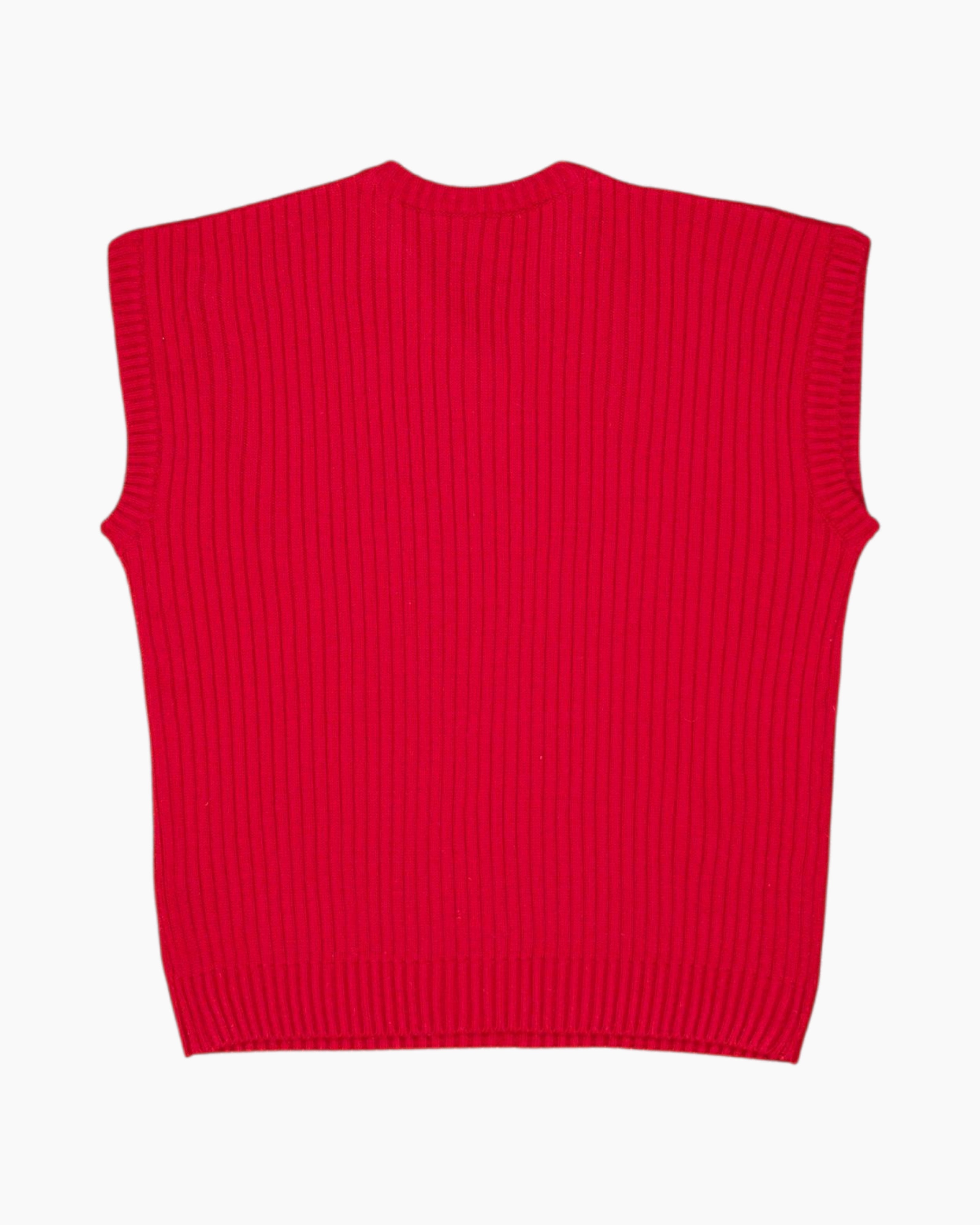 Back Vintage 90s POLO SPORT RALPH LAUREN Sleeveless Knit Vest – Red Rib V-neck
