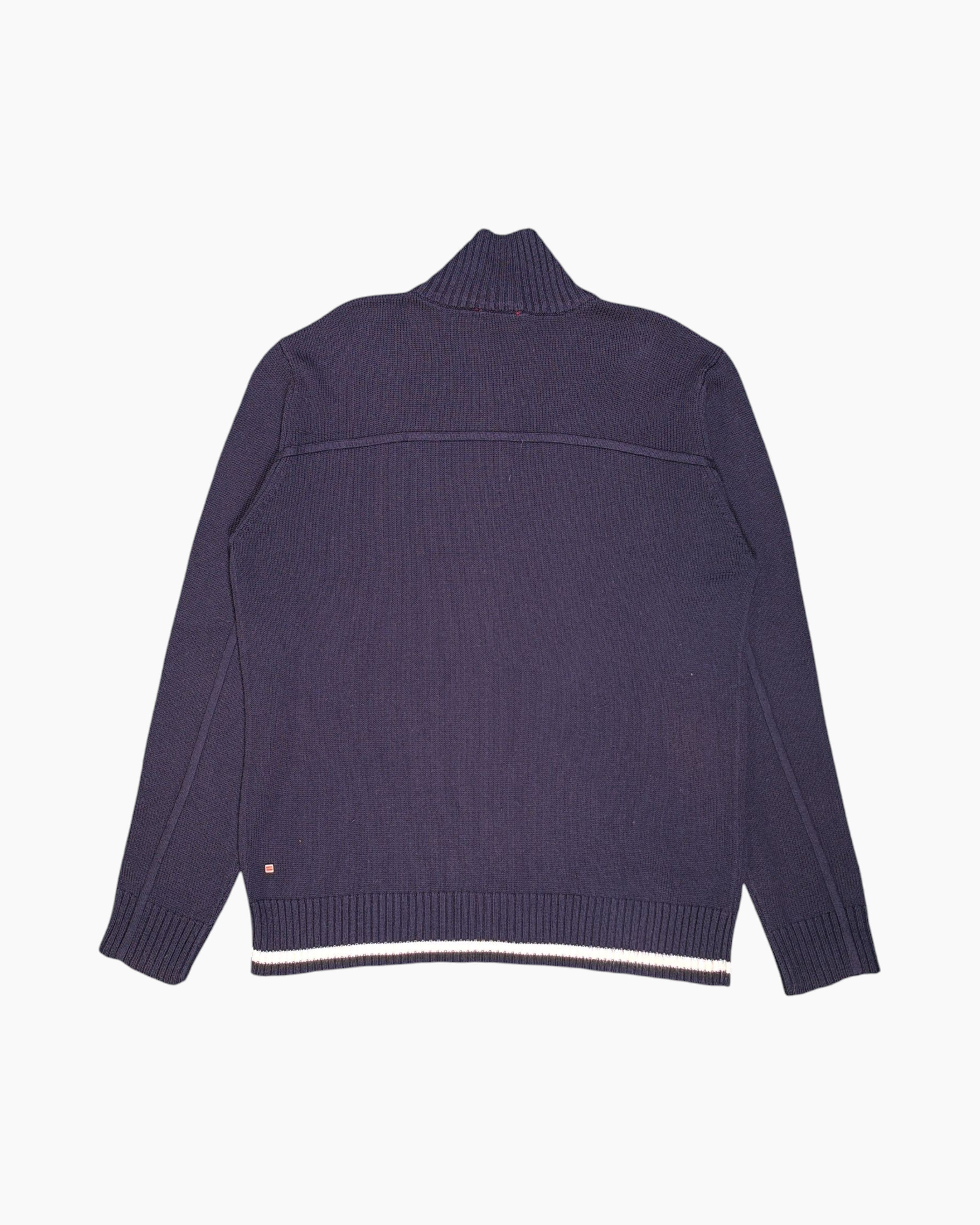 Back Pre-owned PUMA Zip-up Sweater – Navy Ribbed Funnel Collar