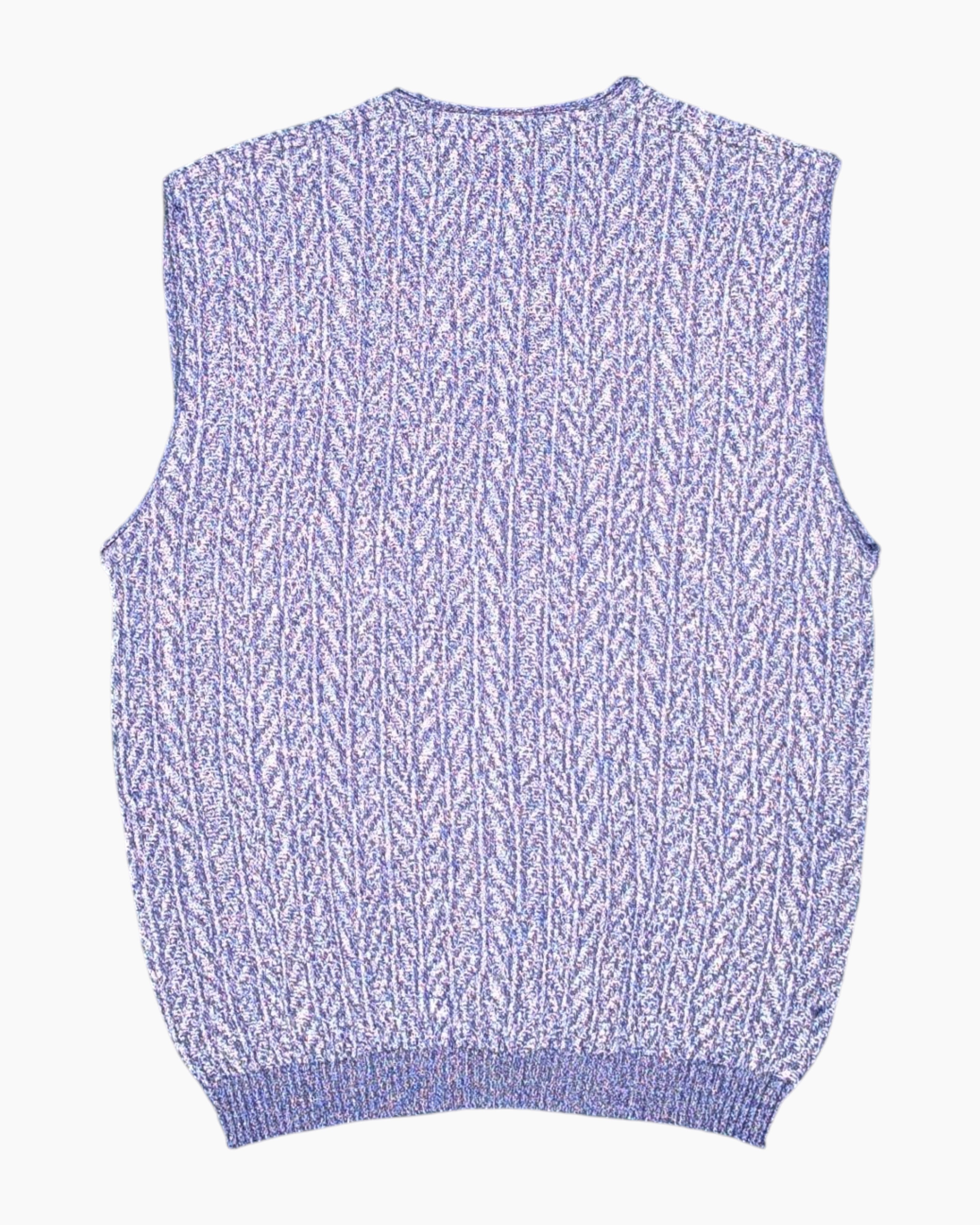 Back Vintage 80s/90s SUSPENSE Button-front Knit Vest – Marled Blue Chevron