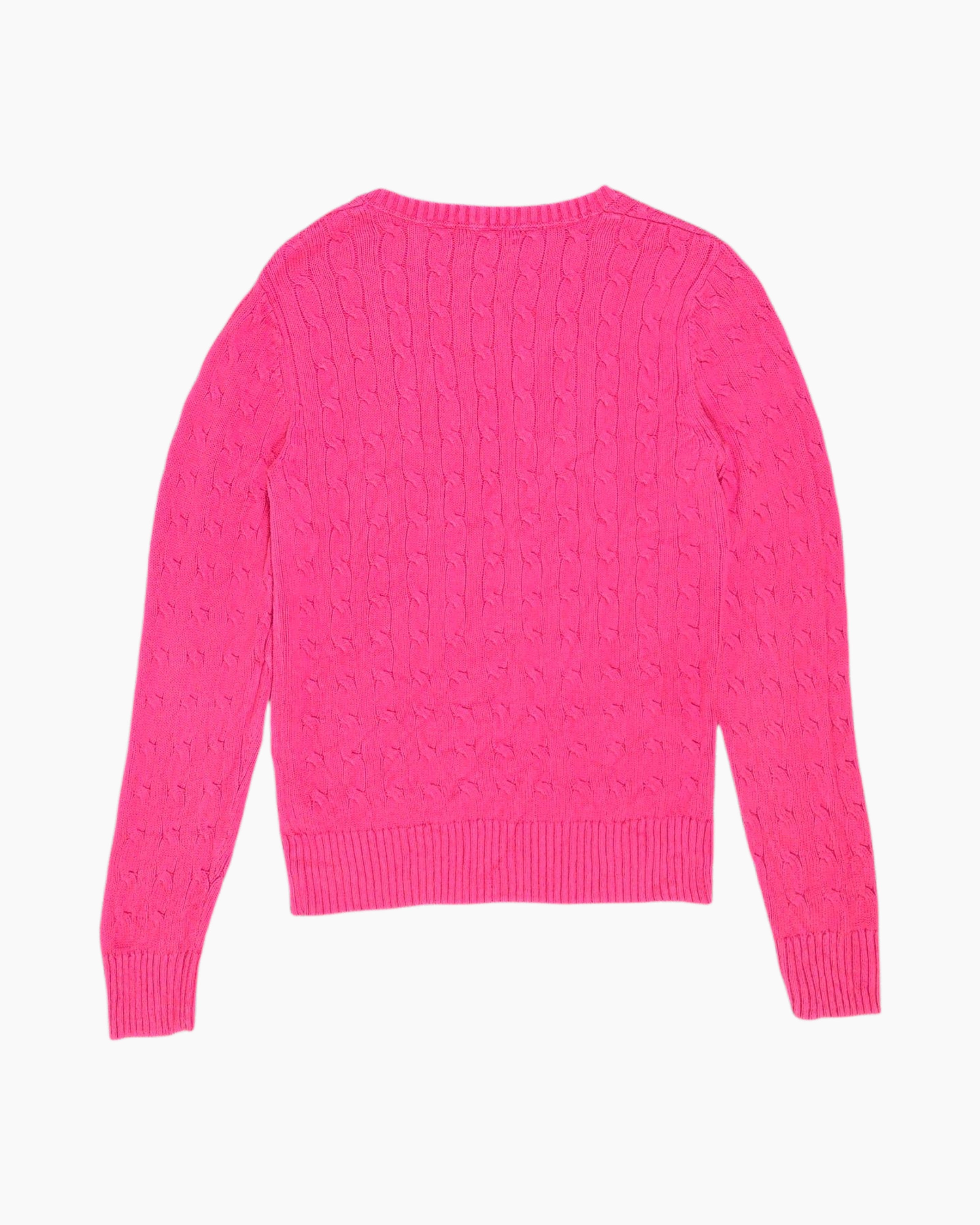 Back Pre-owned Tommy Hilfiger Pullover Sweater – Pink Cable Knit