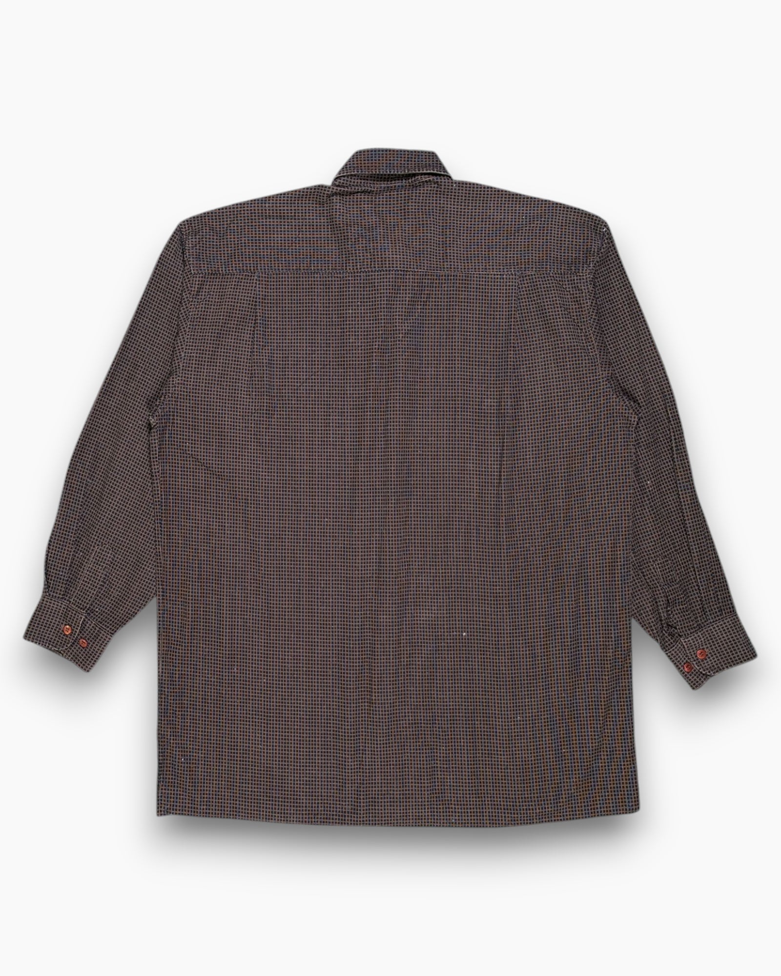 Back Vintage 90s trapez Button-Down Shirt – Brown Micro-Check