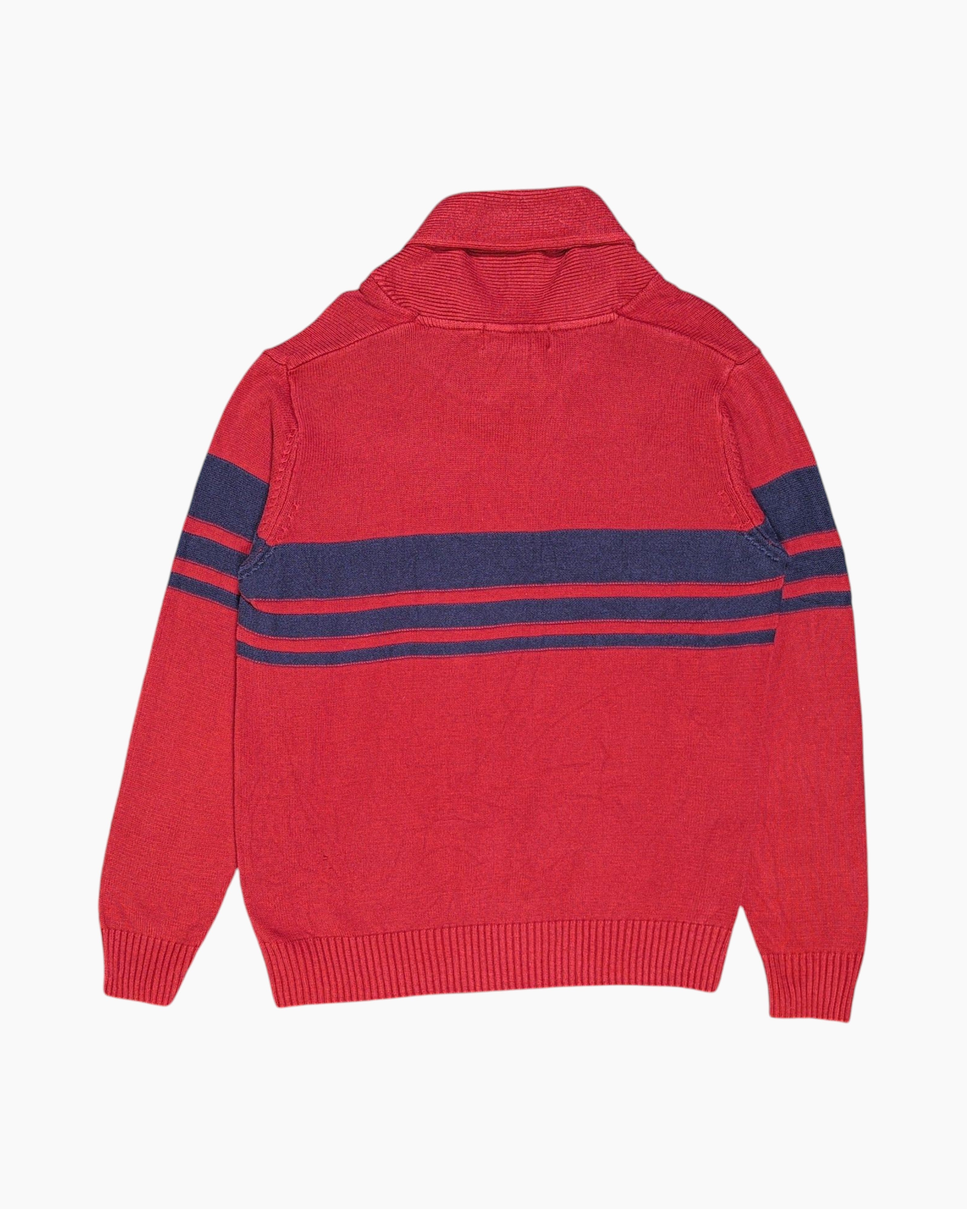 Back Pre-owned U.S. POLO ASSN. Pullover Sweater – Red Striped Chest Panel