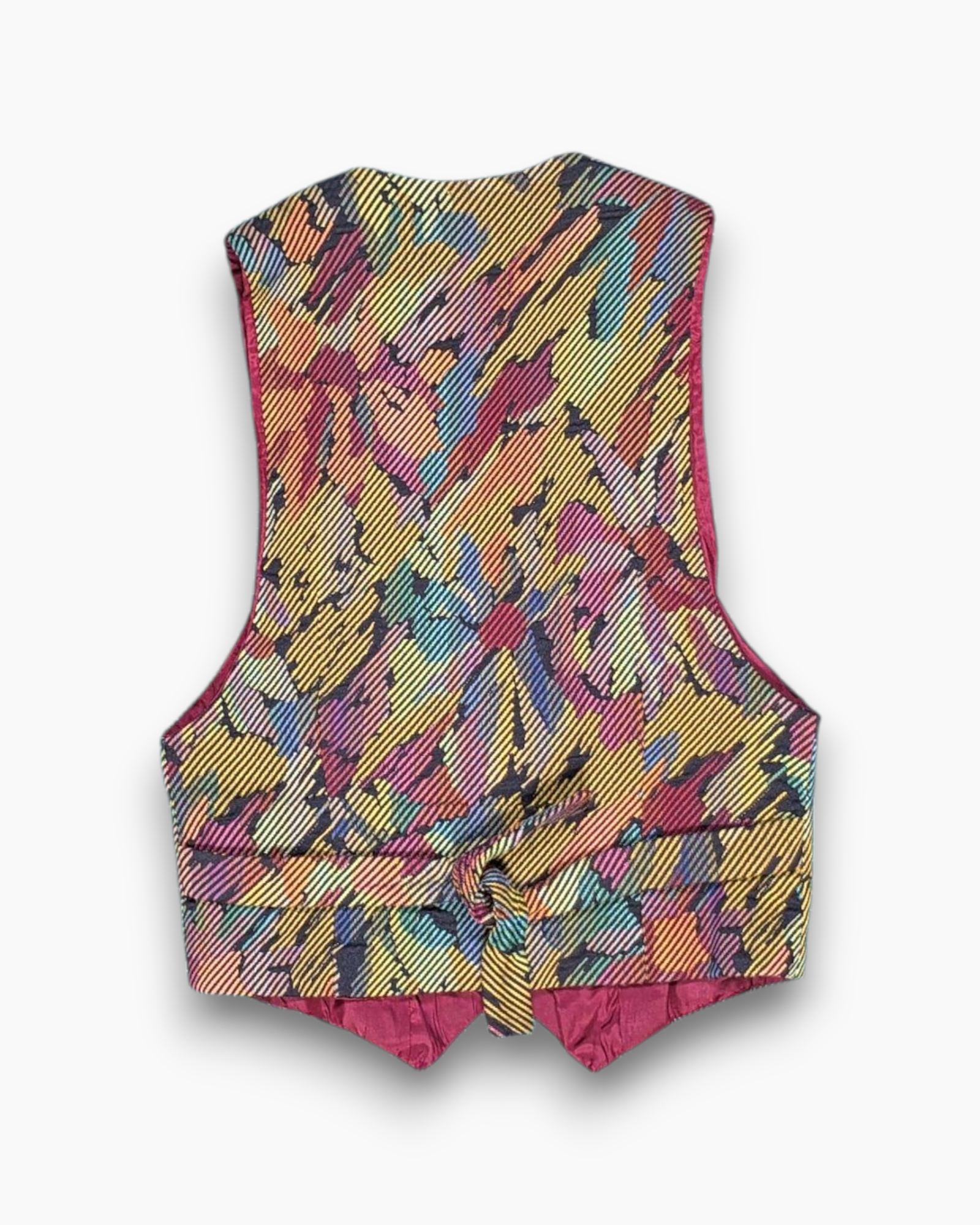 Back Vintage 80s/90s One-piece Swimsuit – Multicolor Abstract Ruched Front