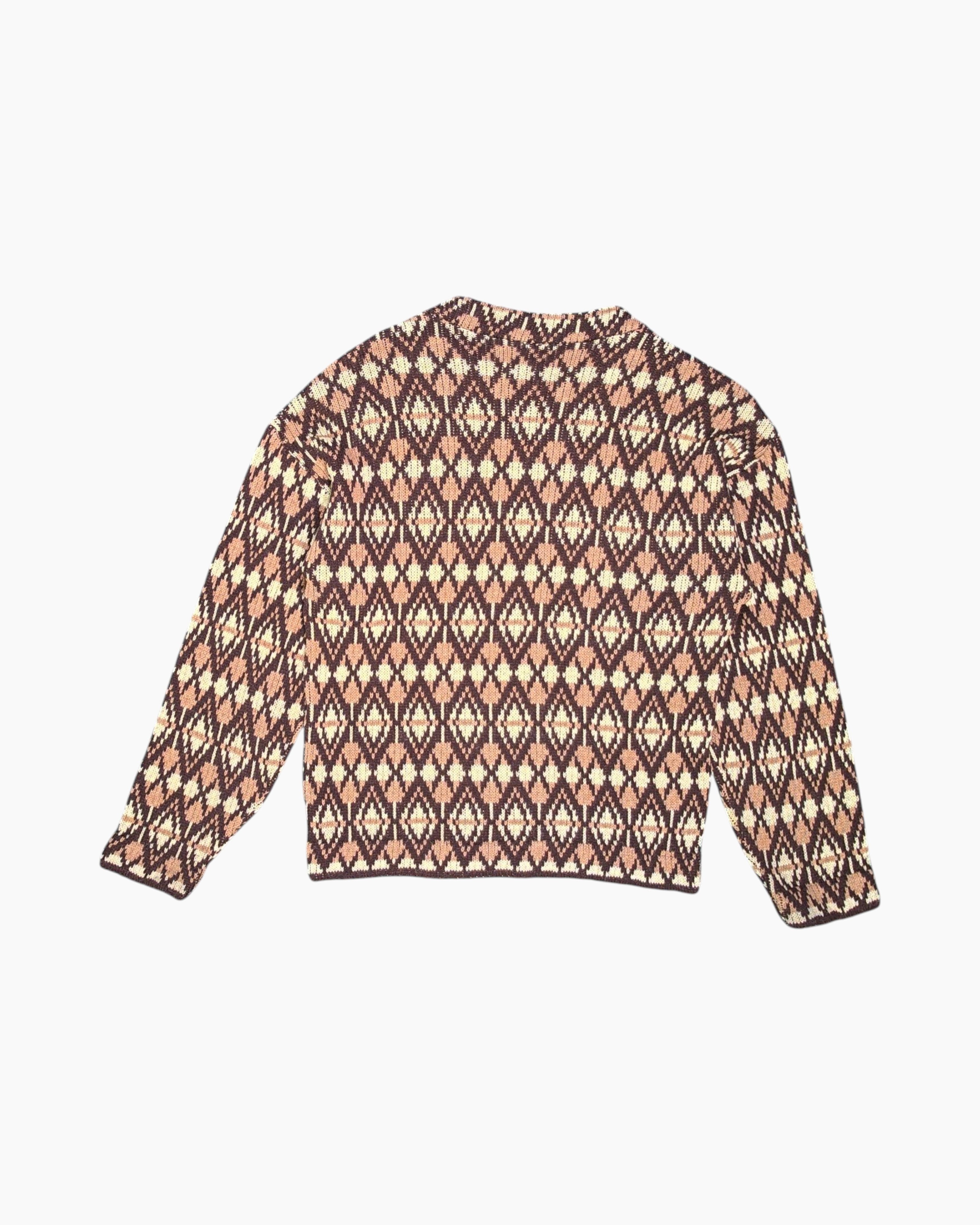 Back Vintage 80s Unknown Pullover Sweater – Multicolor Jacquard (S)