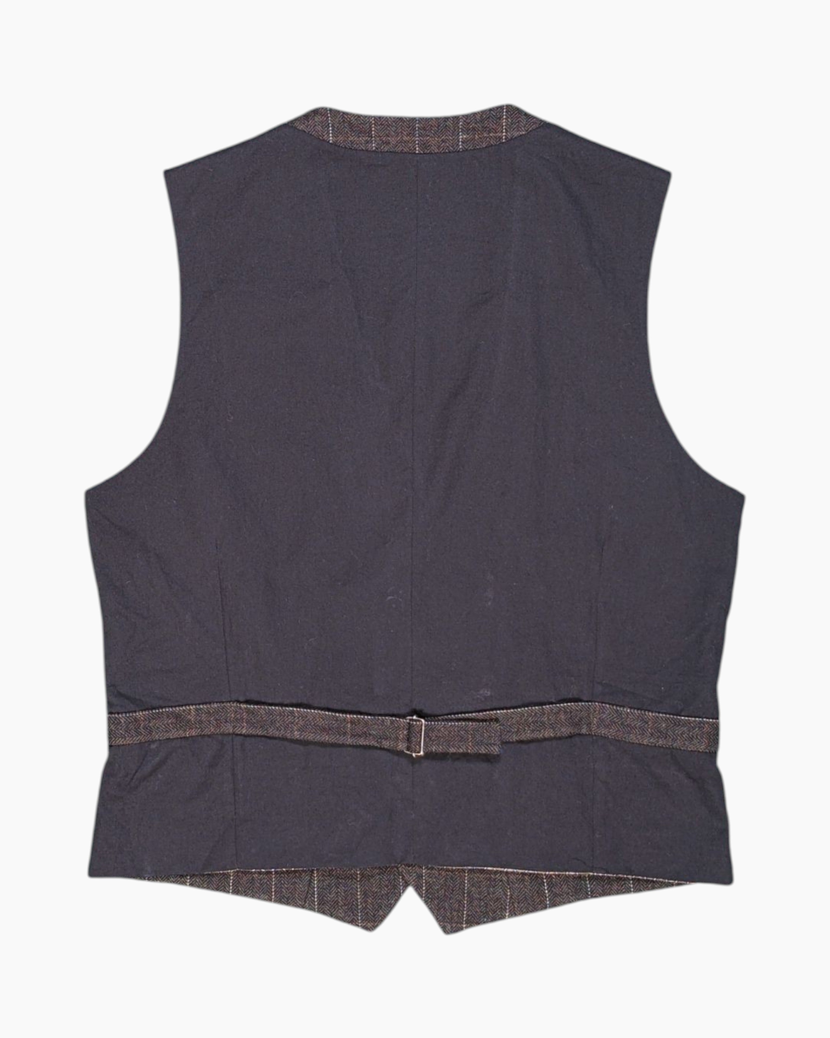 Back Pre-owned Unknown Vest – Brown Tweed Double-Breasted