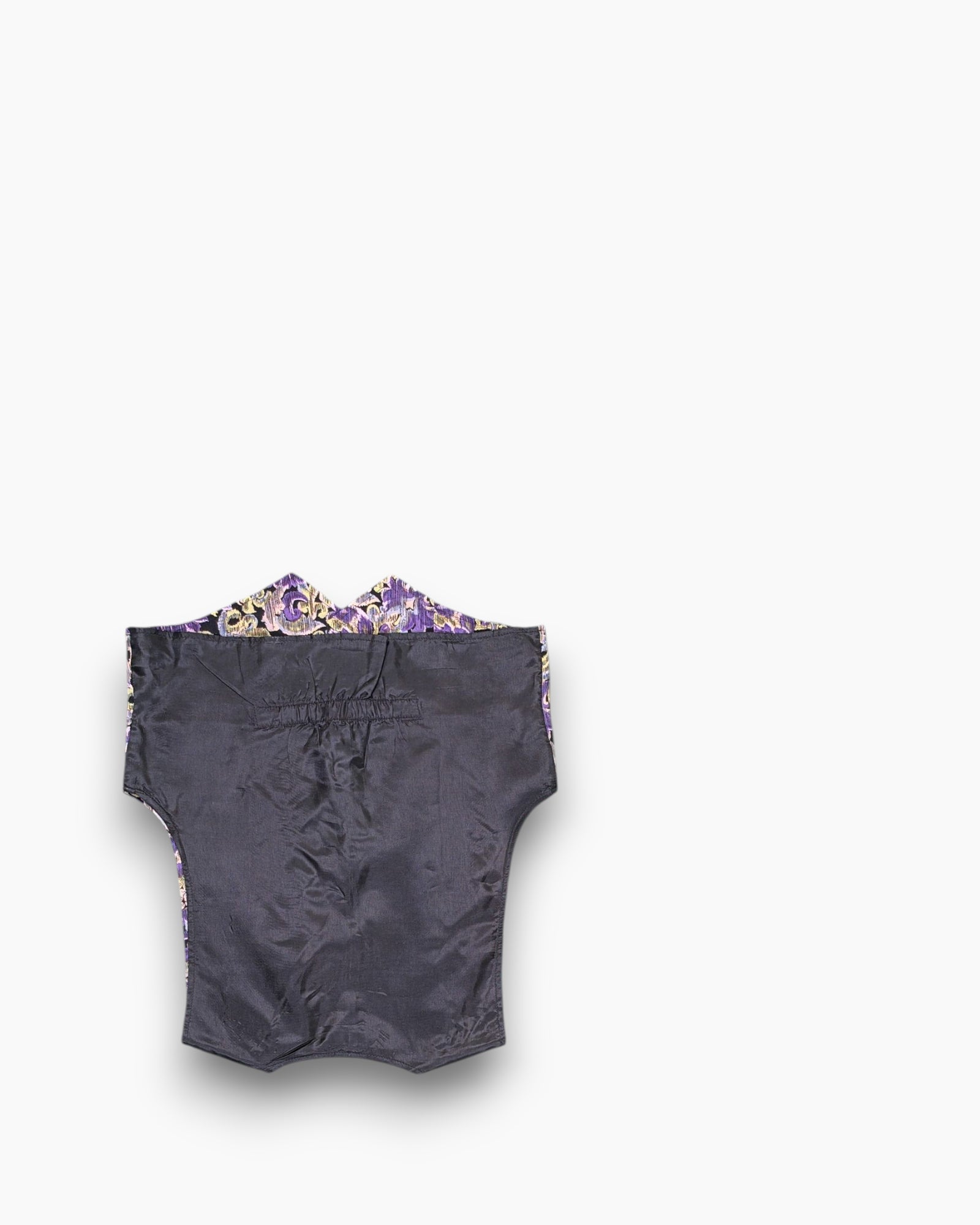 Back Vintage 80s/90s Unknown Vest – Floral Jacquard Pointed Hem