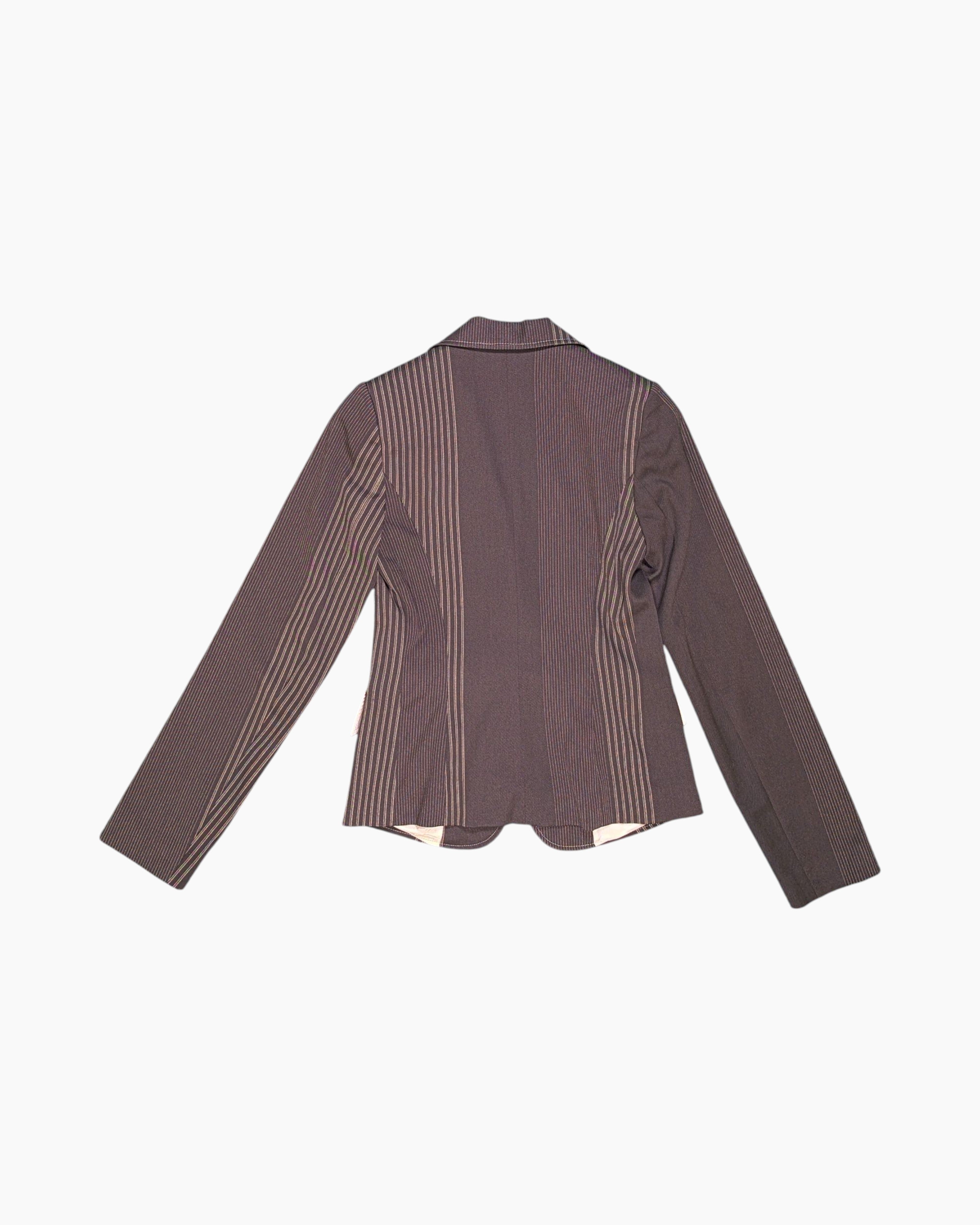 Back Vintage Y2K WATCHER Blazer – Brown Pinstripe (Preloved)