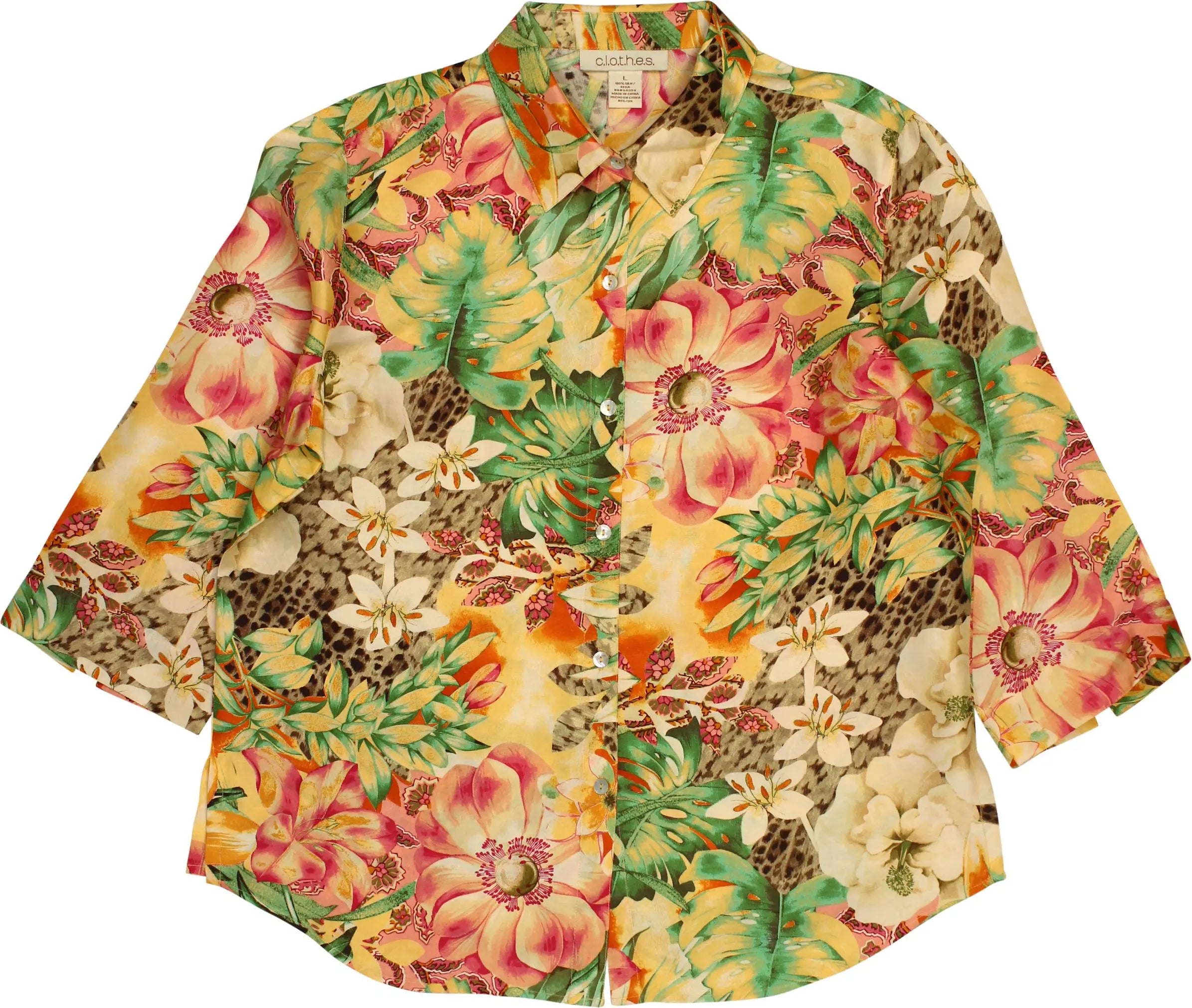 c.l.o.t.h.e.s. - Silk Floral Blouse- ThriftTale.com - Vintage and second handclothing