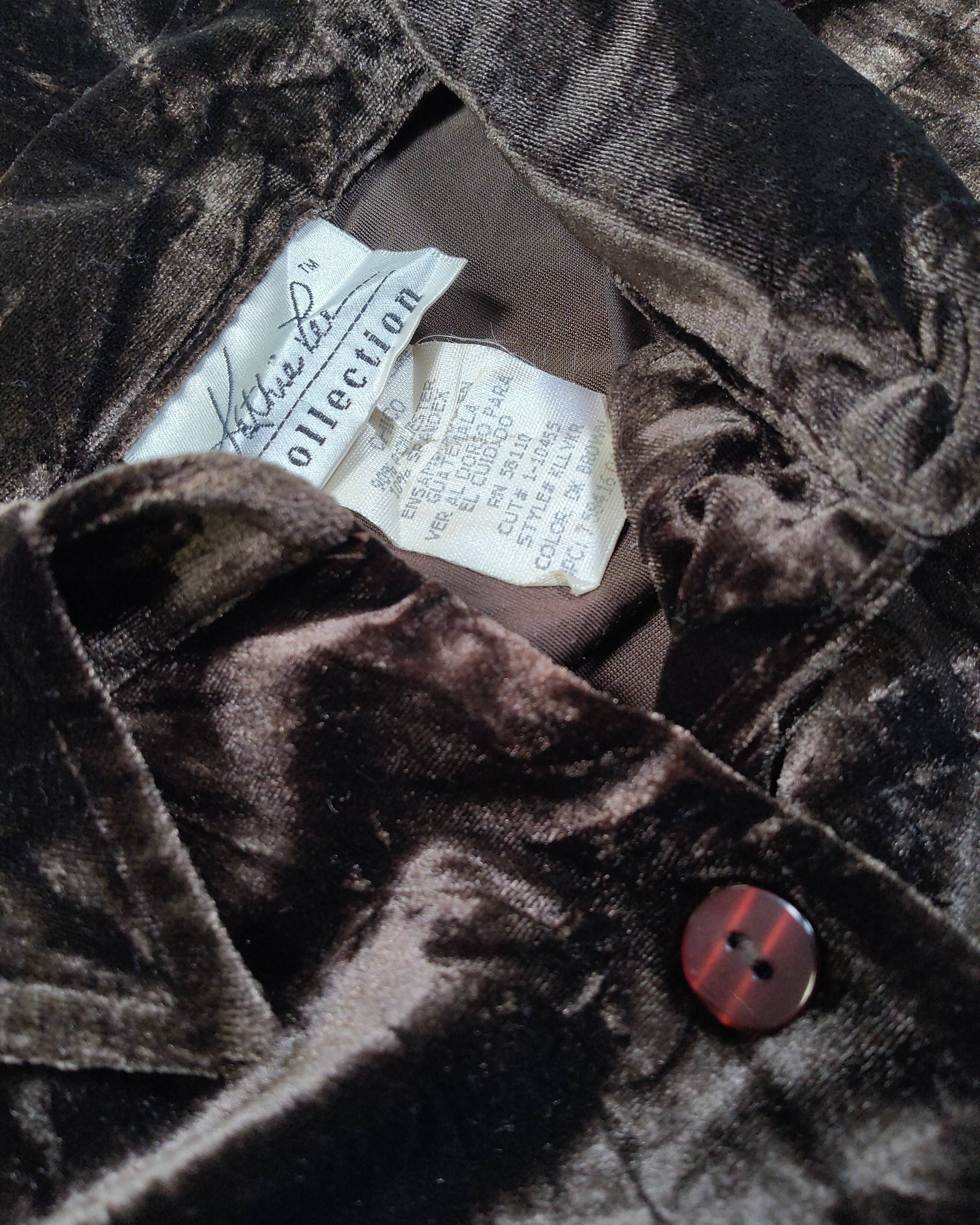 Extra-1 Vintage Y2K Kathie Lee Collection Button-Down Shirt – Brown Crushed Velvet