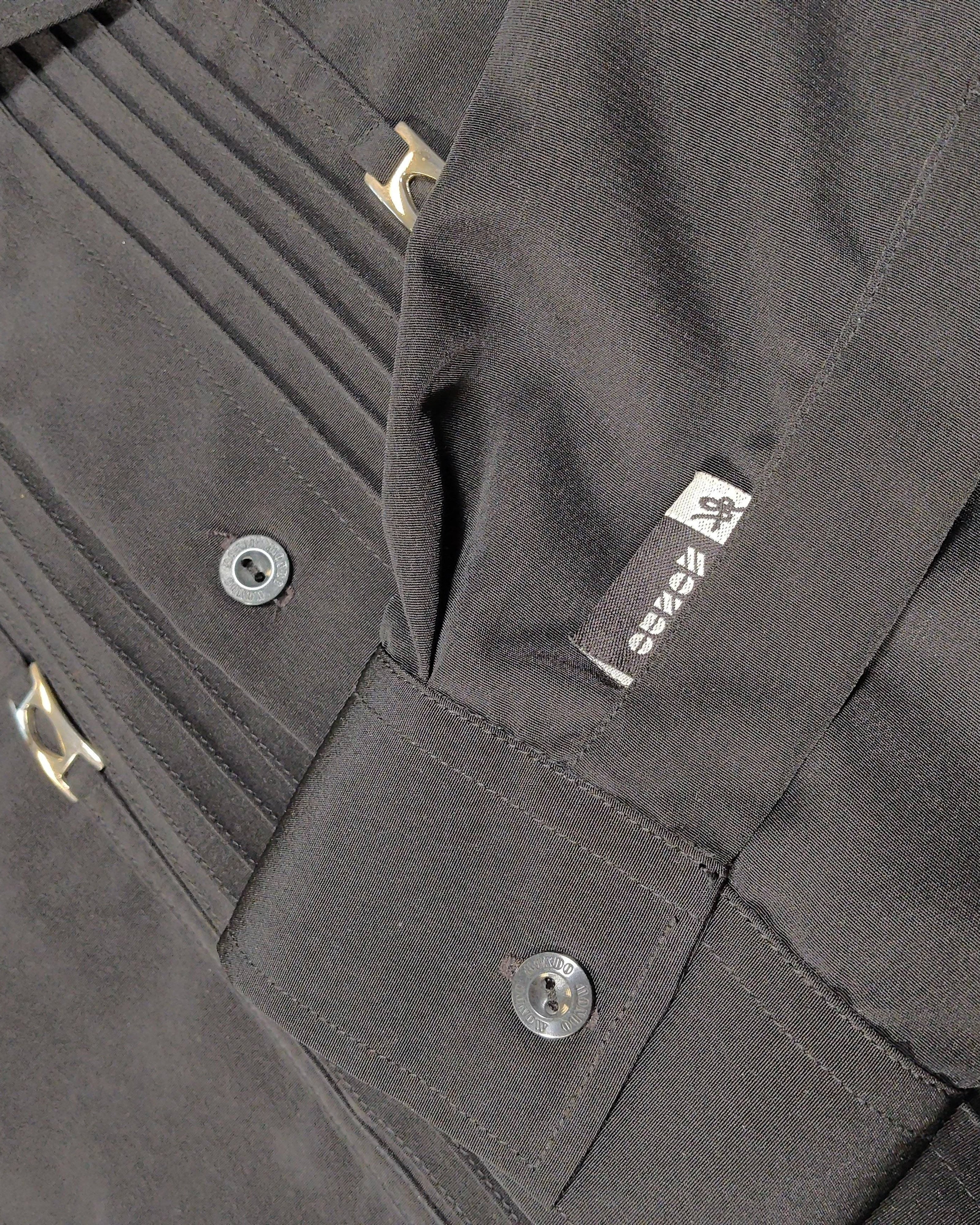 Extra-1 Vintage Y2K MONDO Button-Down Shirt – Black Pintuck Front