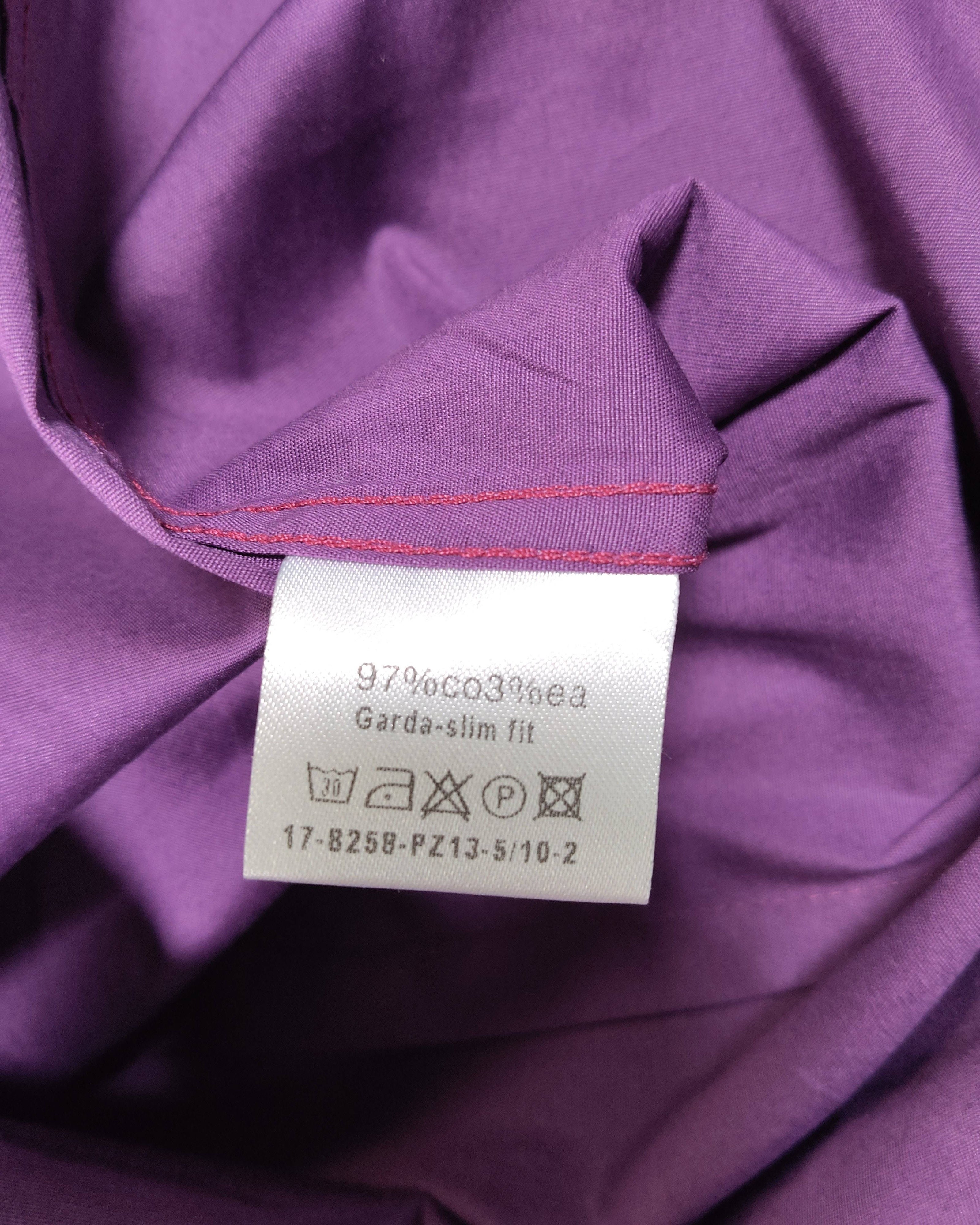 Extra-4 Pre-owned STANLEY & MORGAN Button-Down Shirt – Purple Contrast Trim