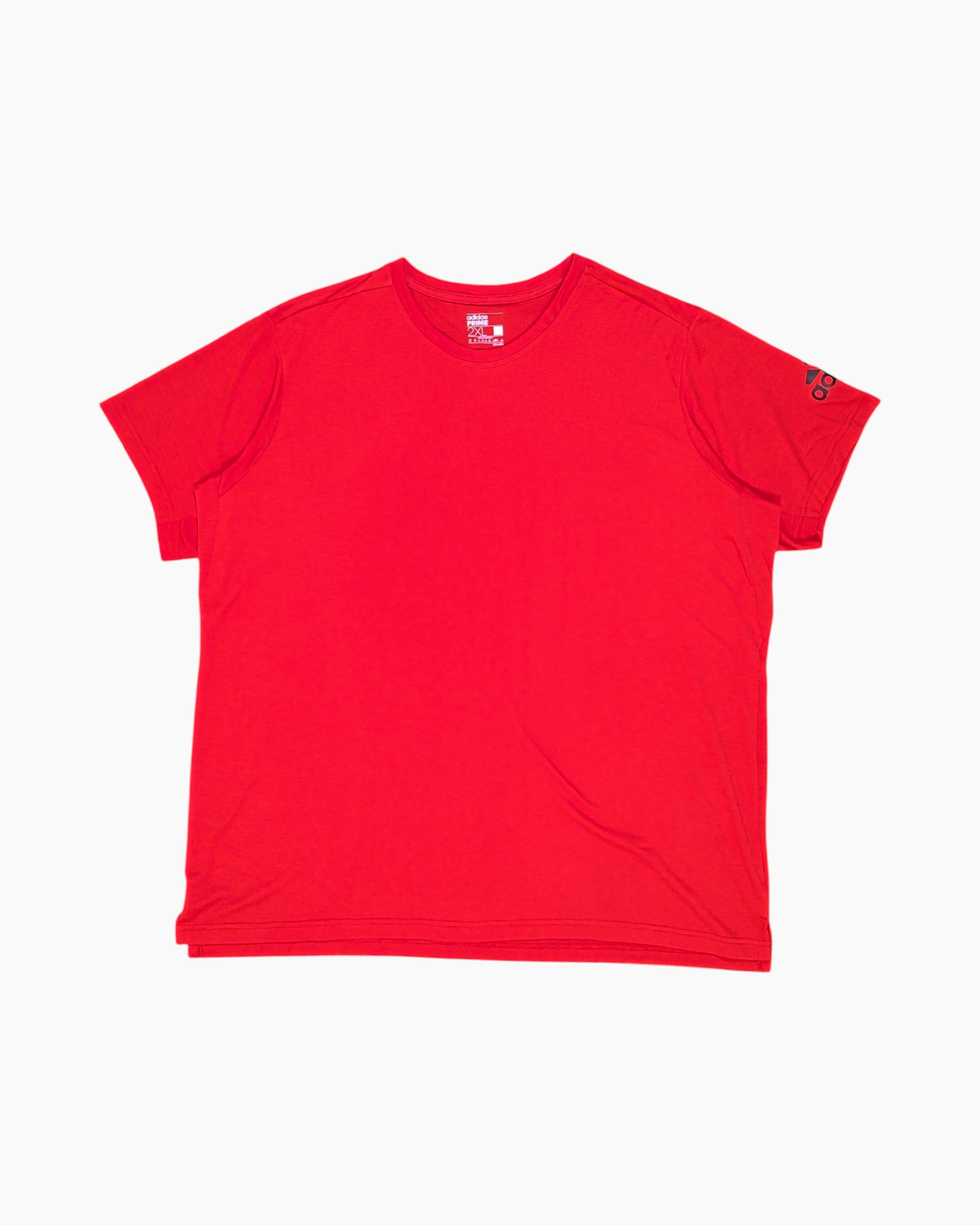 中古 adidas グラフィックTシャツ 2XL スポーツウェア — 赤 袖ロゴ