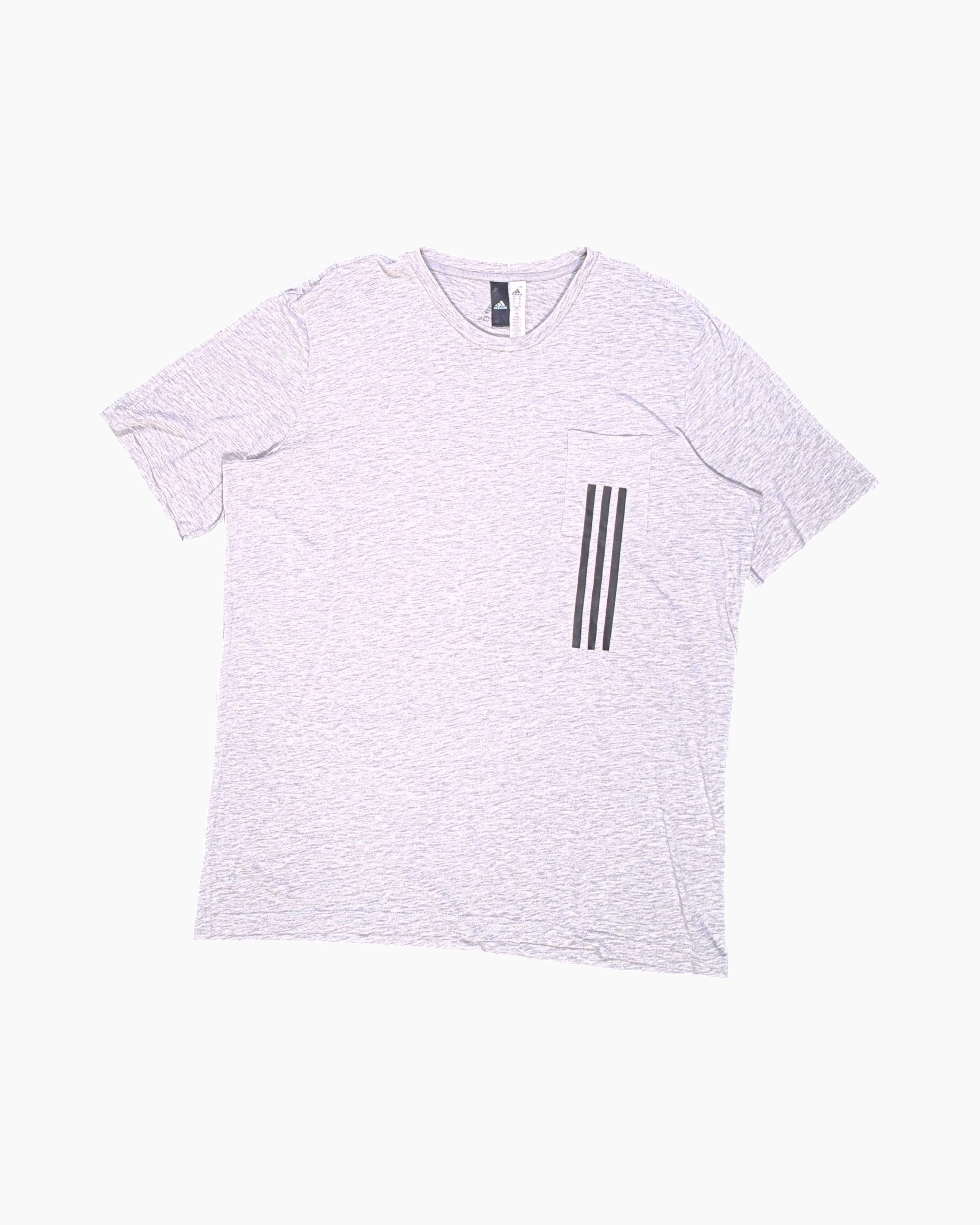 Front Pre-owned adidas Graphic T-Shirt – Gray Heather with Chest Pocket