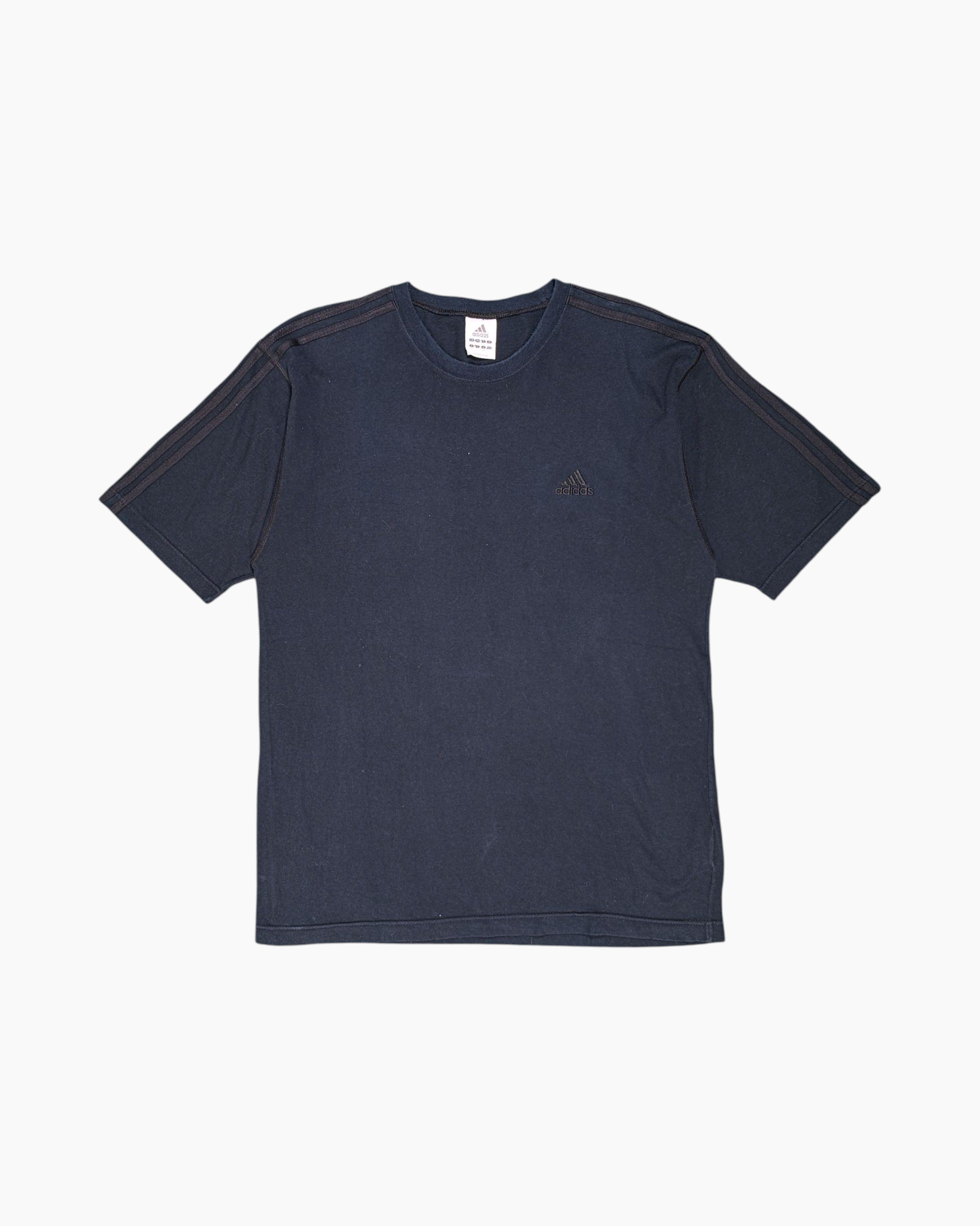 Front Vintage 2000s adidas Graphic T-Shirt – Navy with 3‑Stripes