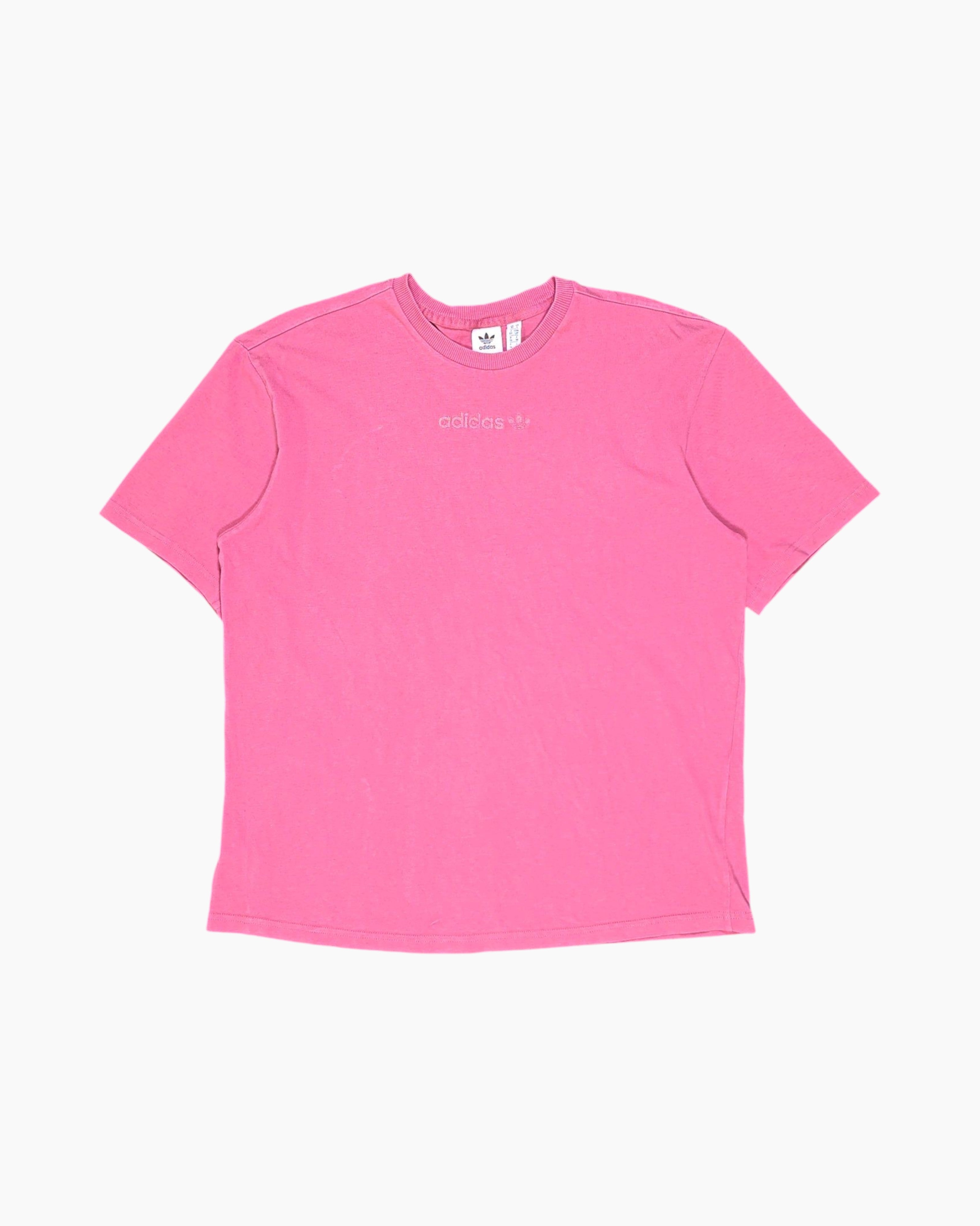 Front Pre-owned adidas T-Shirt – Pink Ribbed Collar (Women S)
