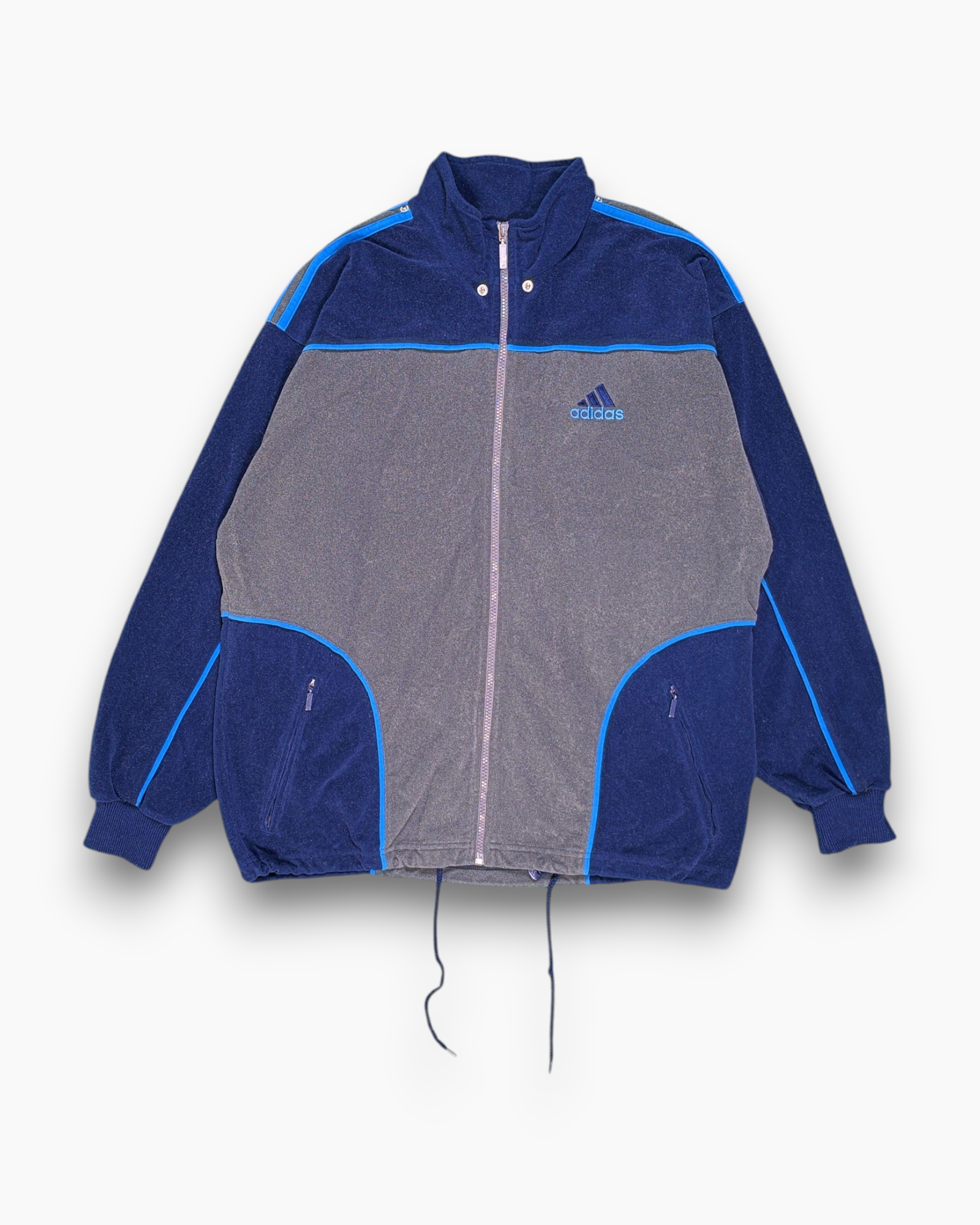 Vintage Y2K adidas Hoodie mit Reißverschluss Relaxed Fit – Blaue