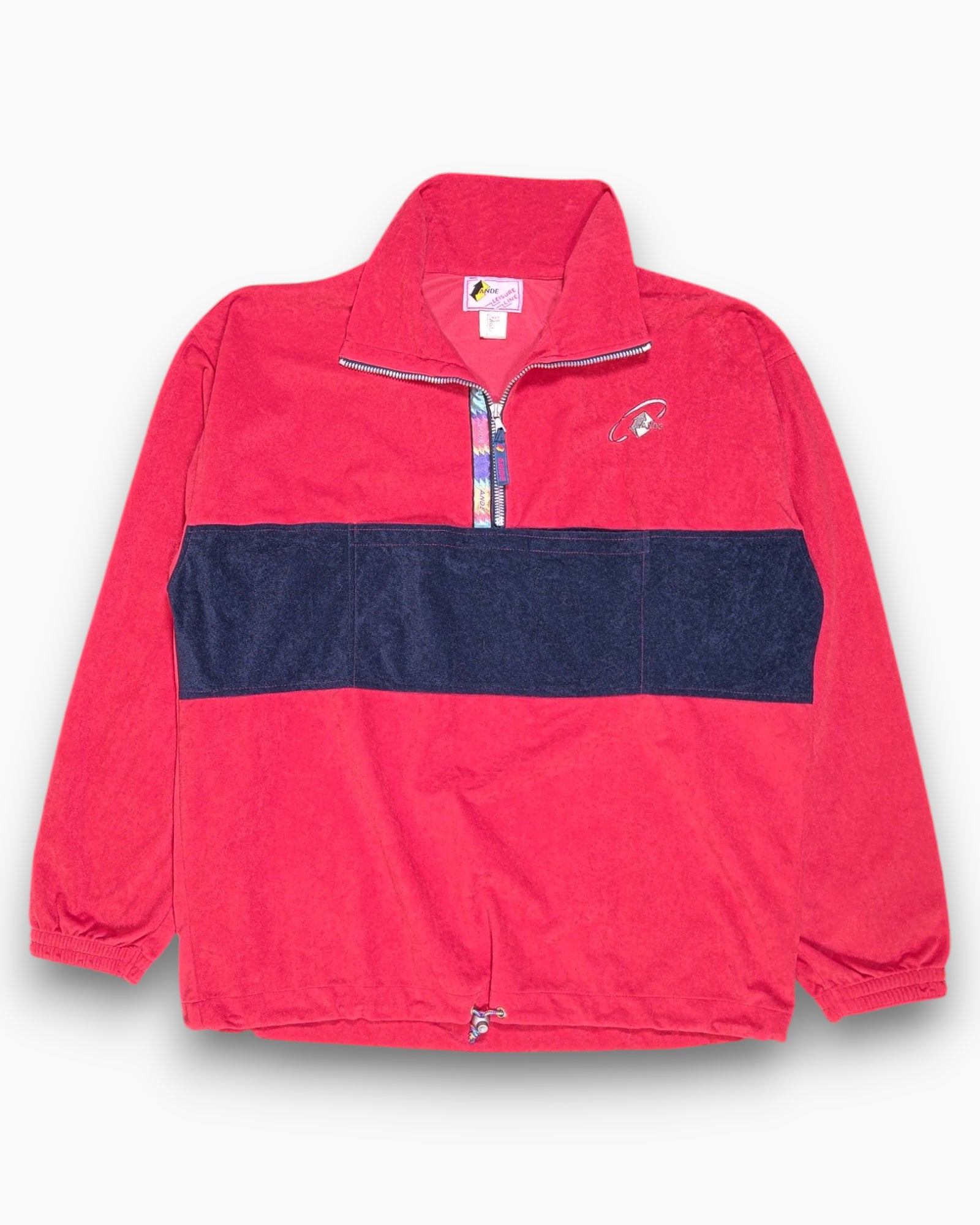 Front Vintage 80s/90s Ande Pullover Sweater (Half-Zip) – Red Colorblock