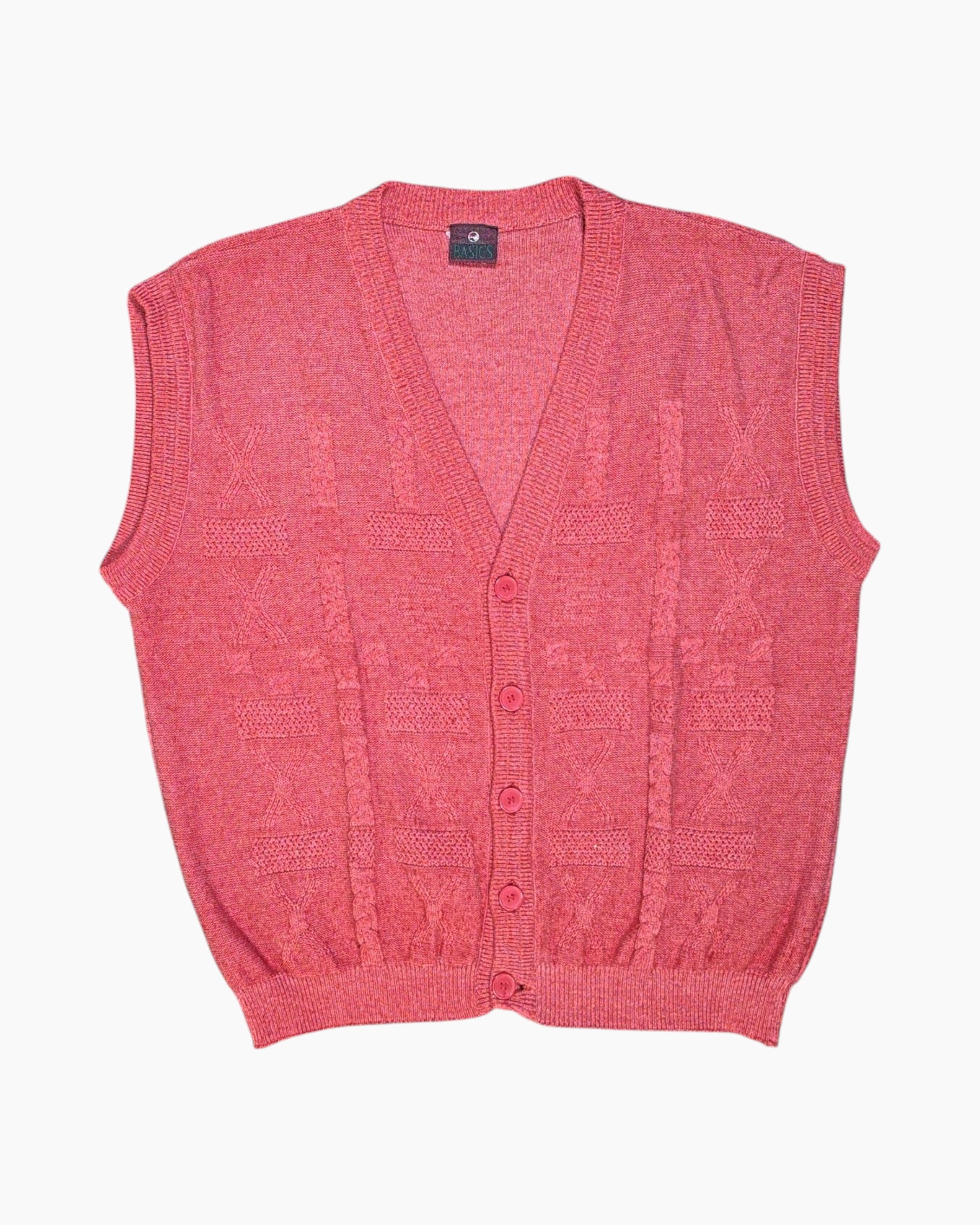 Front Vintage 80s/90s BASICS Cardigan – Pink Cropped Blouson