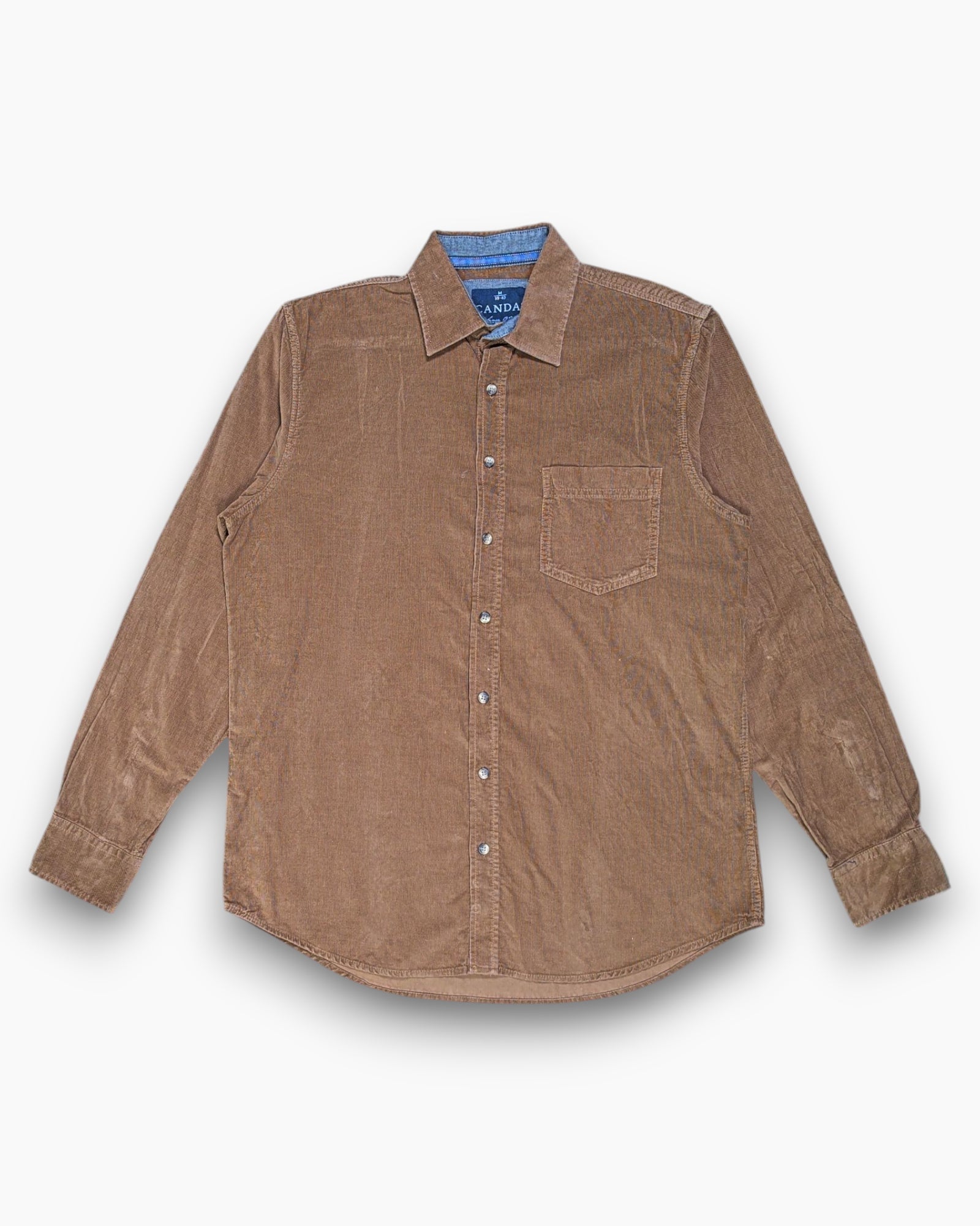 Front Pre-owned CANDA Button-Down Shirt – Brown Cotton (M / 39-40)