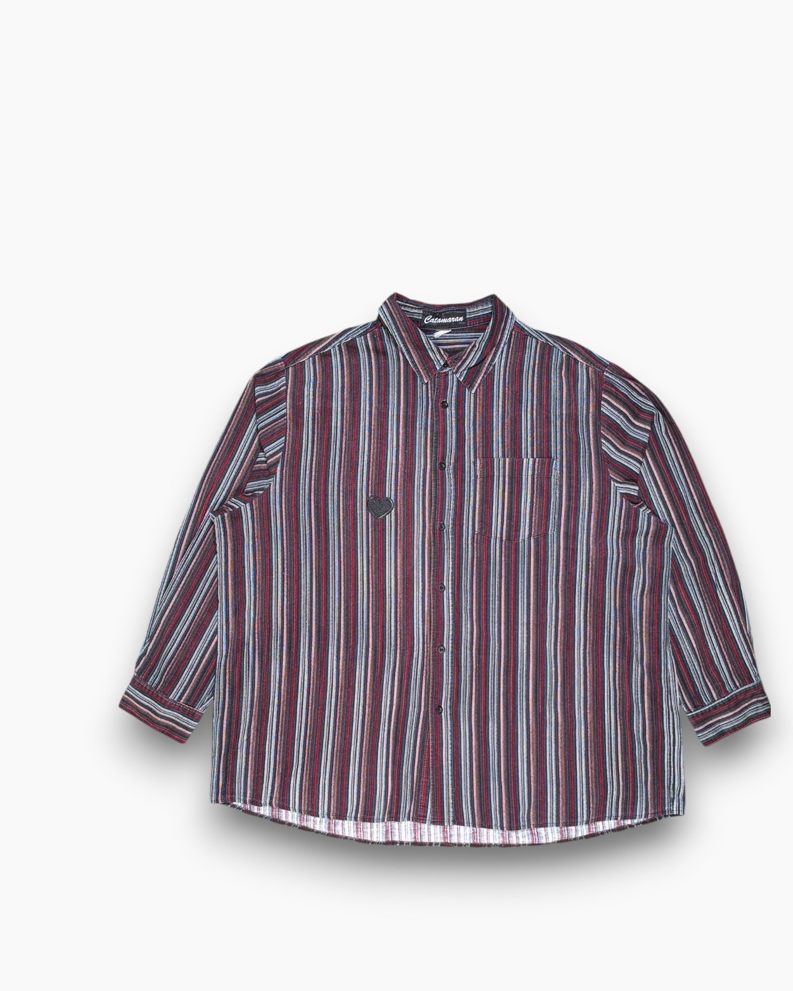 Front Vintage 80s/90s Catamaran Button-Down Shirt – Striped Relaxed Fit