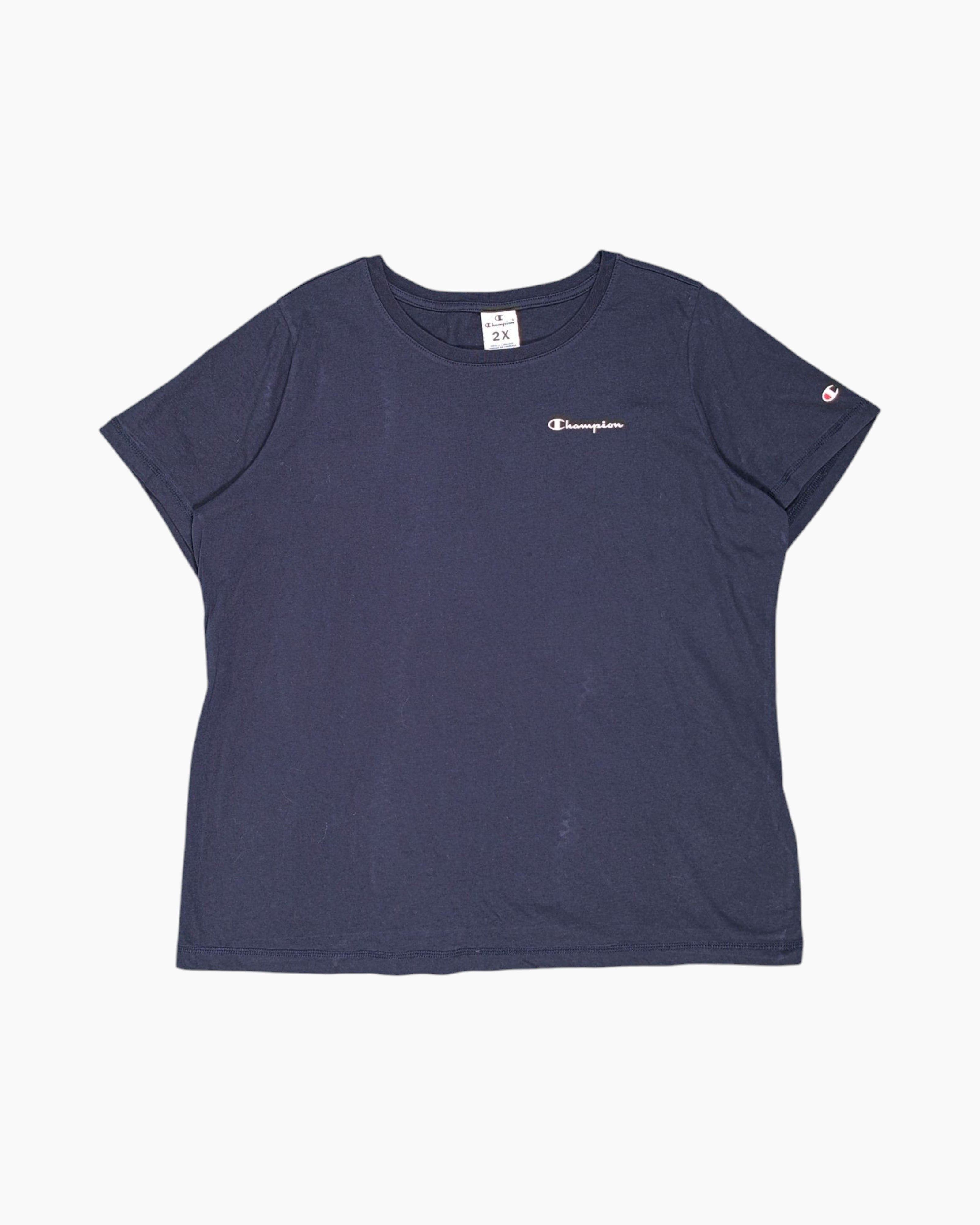 Front Pre-owned Champion Graphic T-Shirt – Navy Embroidered Logo