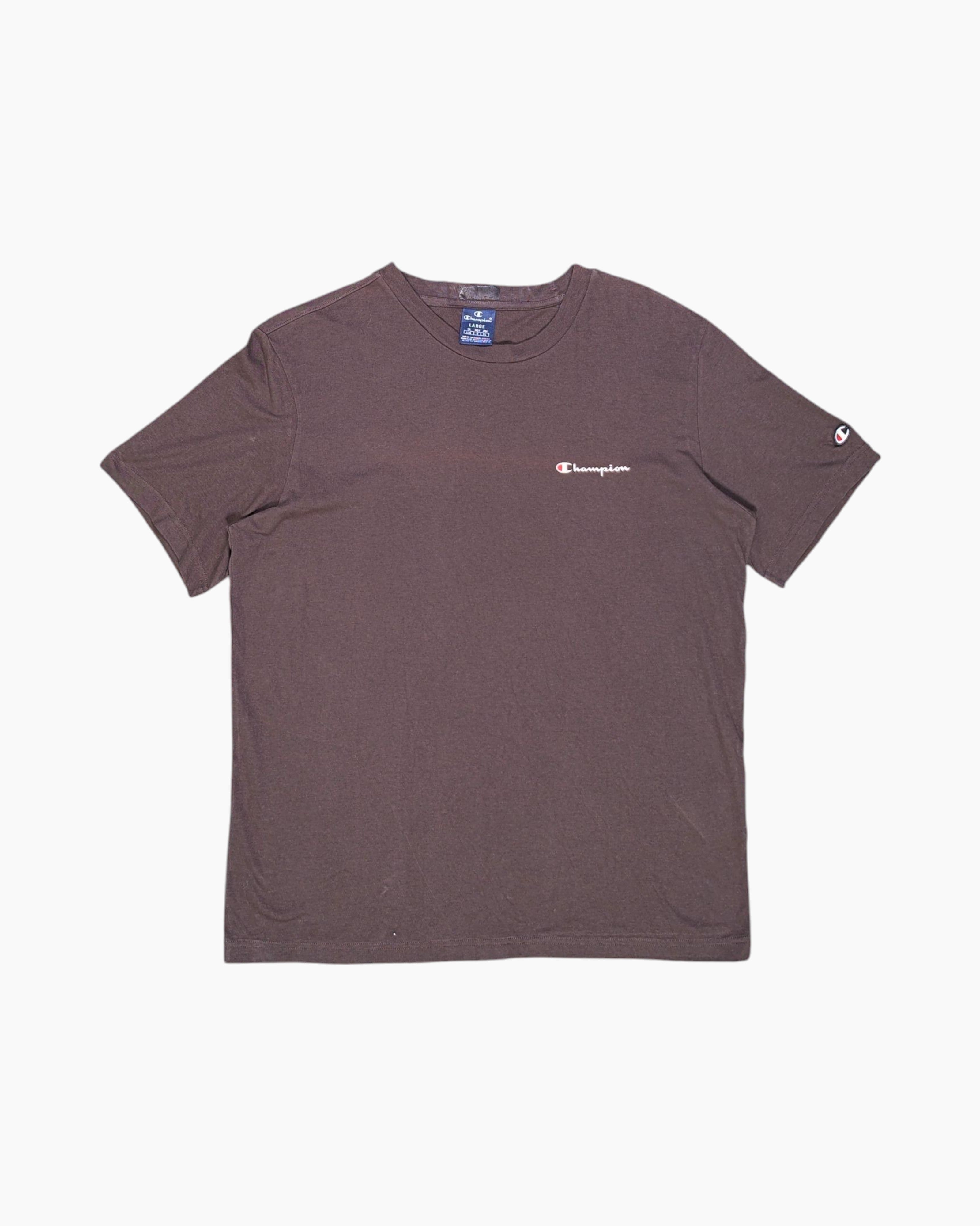 Front Pre-owned Champion Graphic T-Shirt – Brown Embroidered Logo