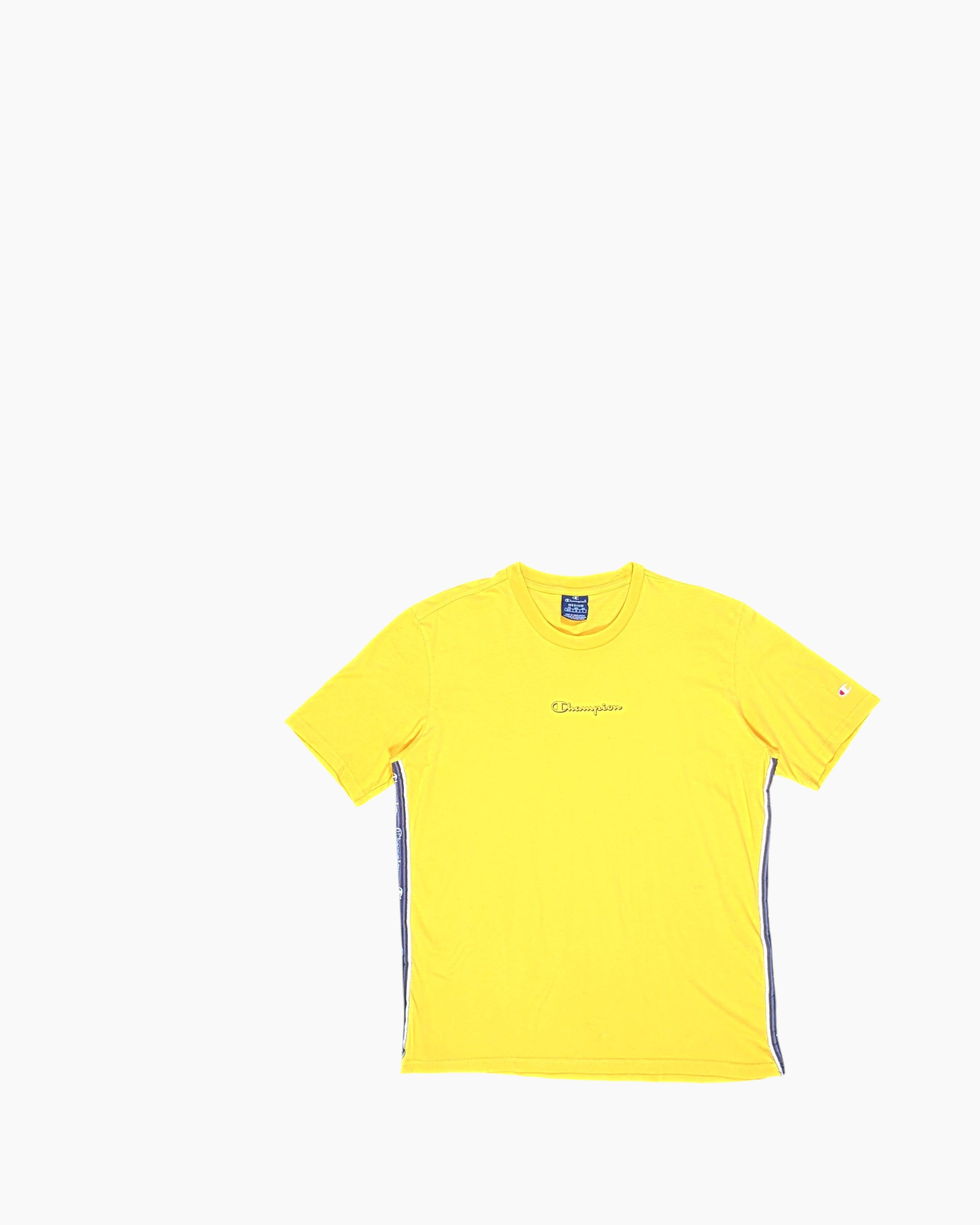 Front Pre-owned Champion Graphic T-Shirt – Yellow Embroidered Logos