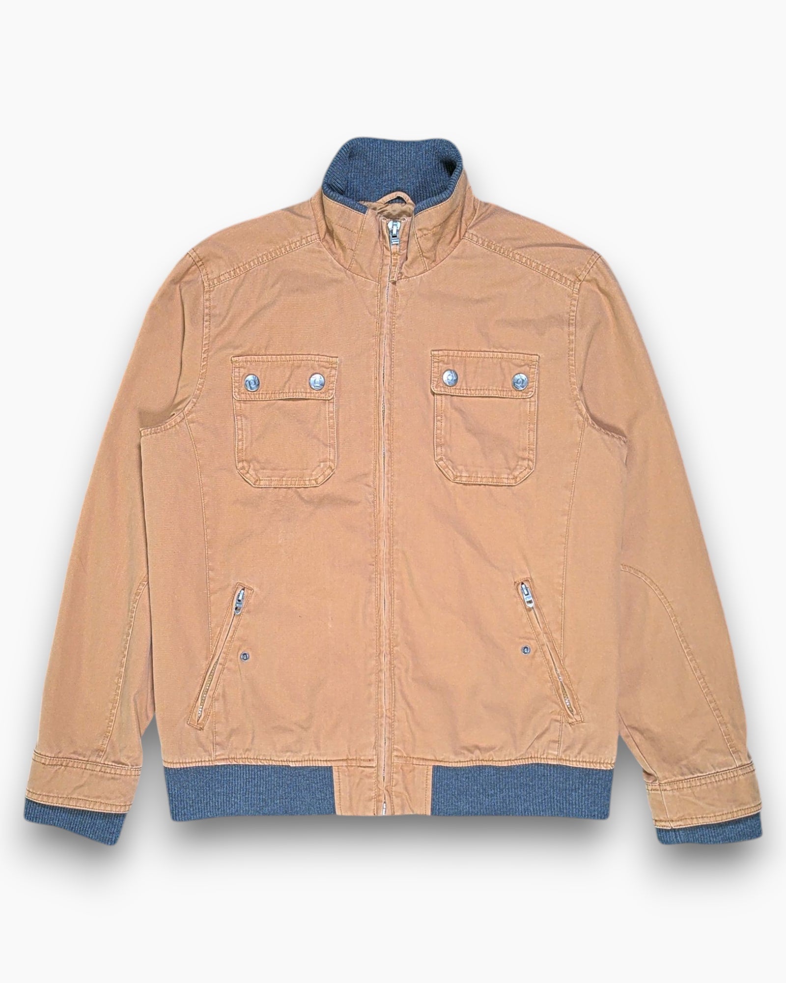 Front Pre-owned Clockhouse Bomber Jacket – Brown Ribbed Trim