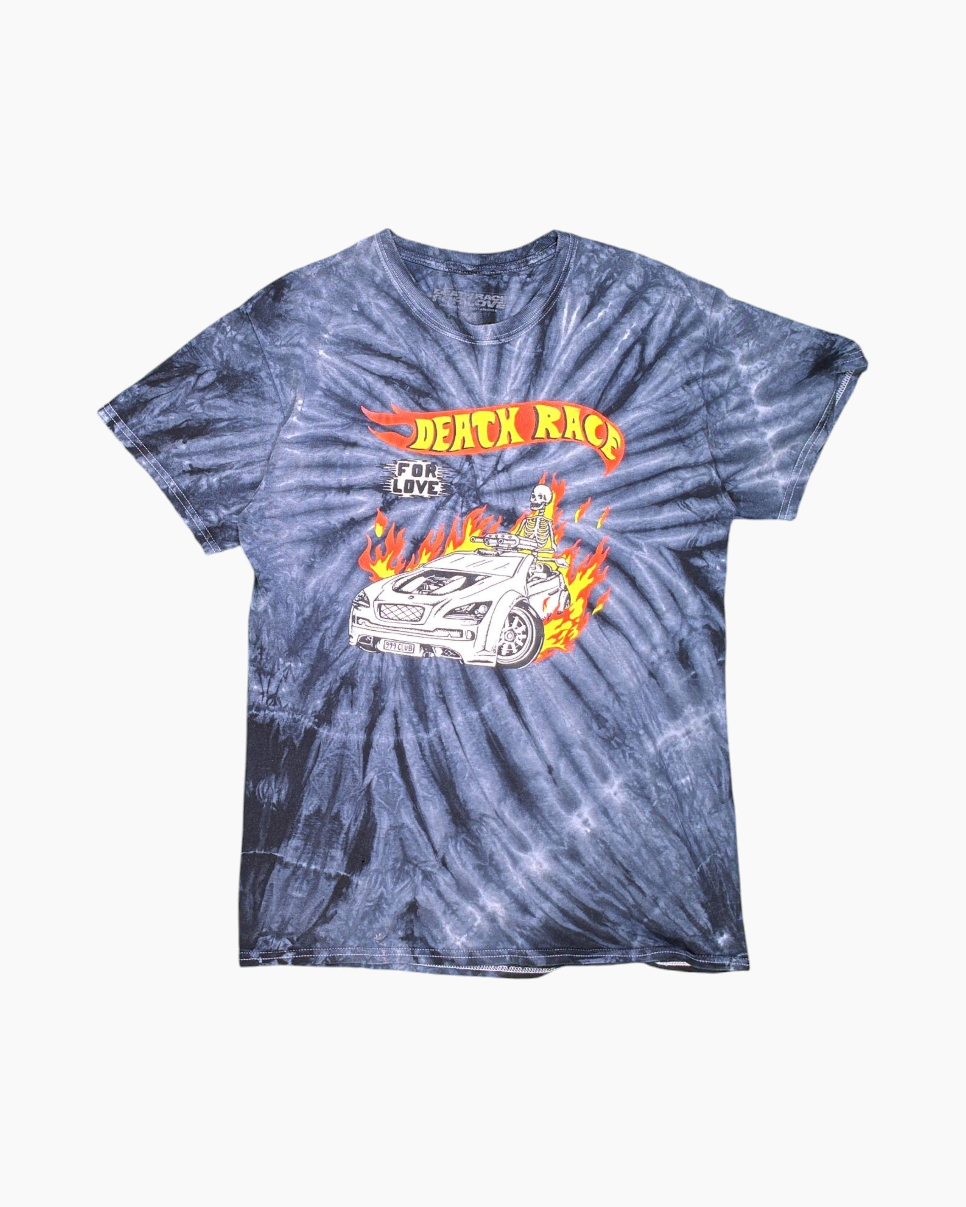 Front Pre-owned DECK RAG Graphic T-Shirt – Black Spiral Tie-Dye