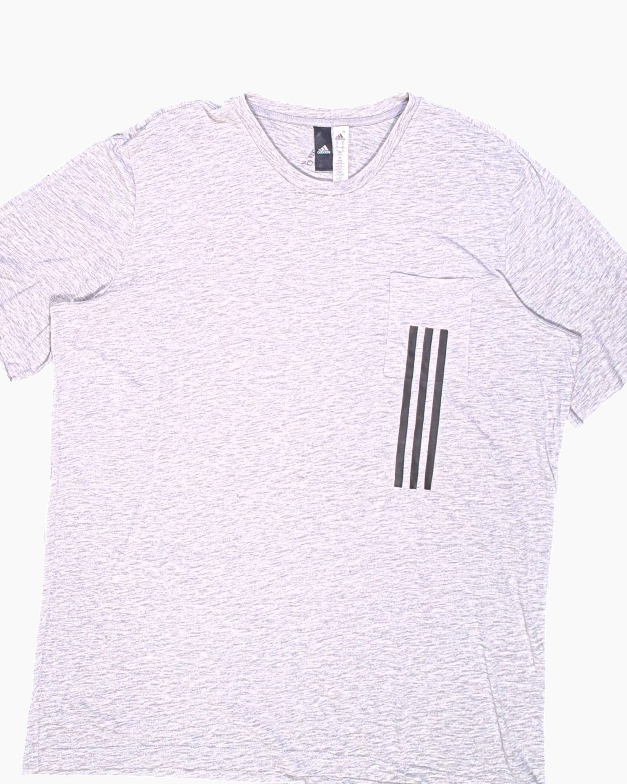 Front-detail-1 Pre-owned adidas Graphic T-Shirt – Gray Heather with Chest Pocket