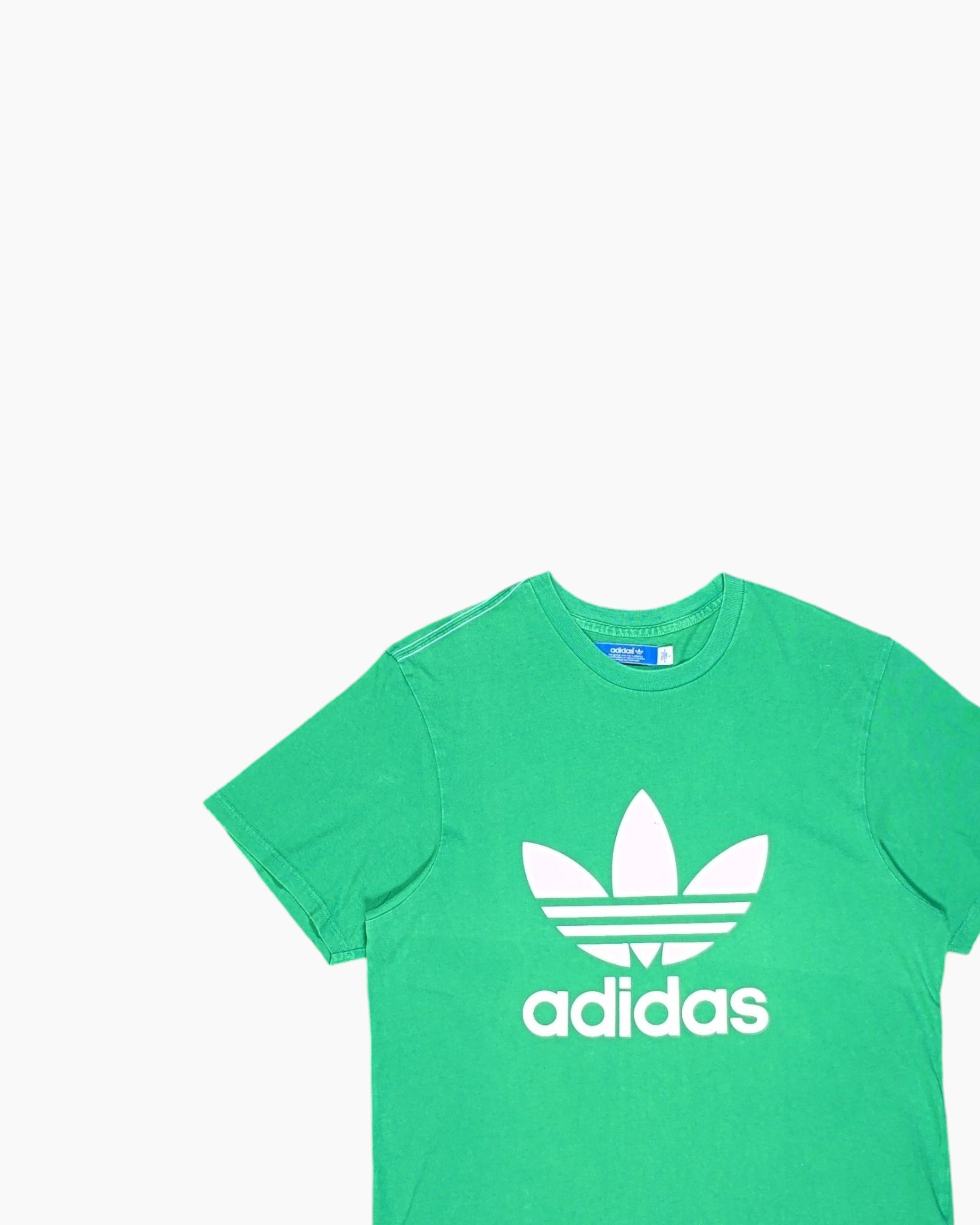 Front-detail-1 Pre-owned adidas Graphic T-Shirt – Green Front Logo Print