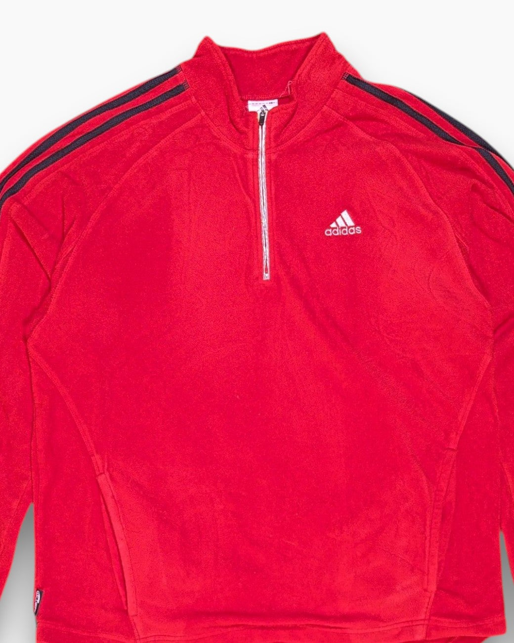 Front-detail-1 Pre-owned adidas Pullover Sweater – Red Quarter-Zip (L)