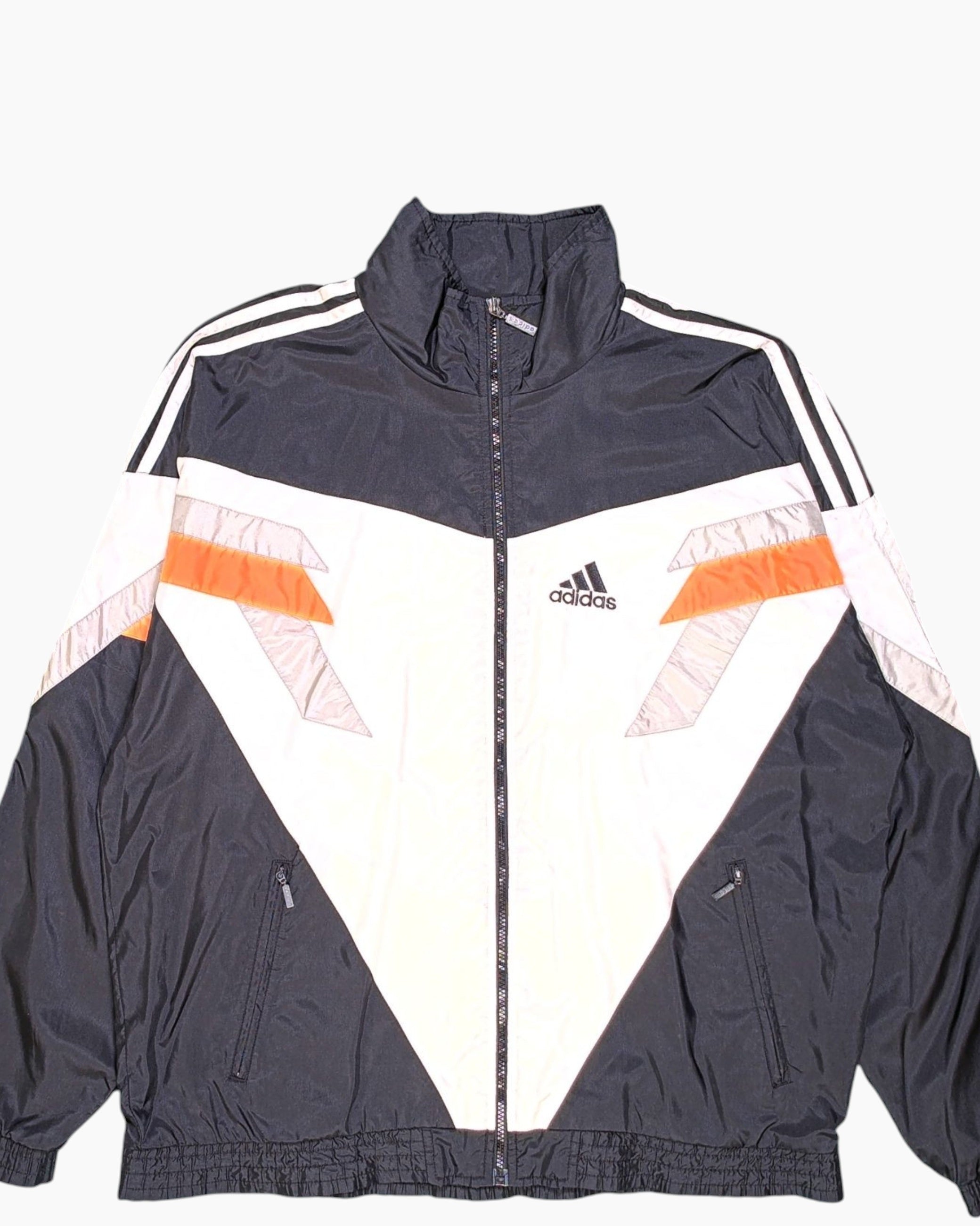 Front-detail-1 Vintage 90s adidas Track Jacket – Black Contrast Panels