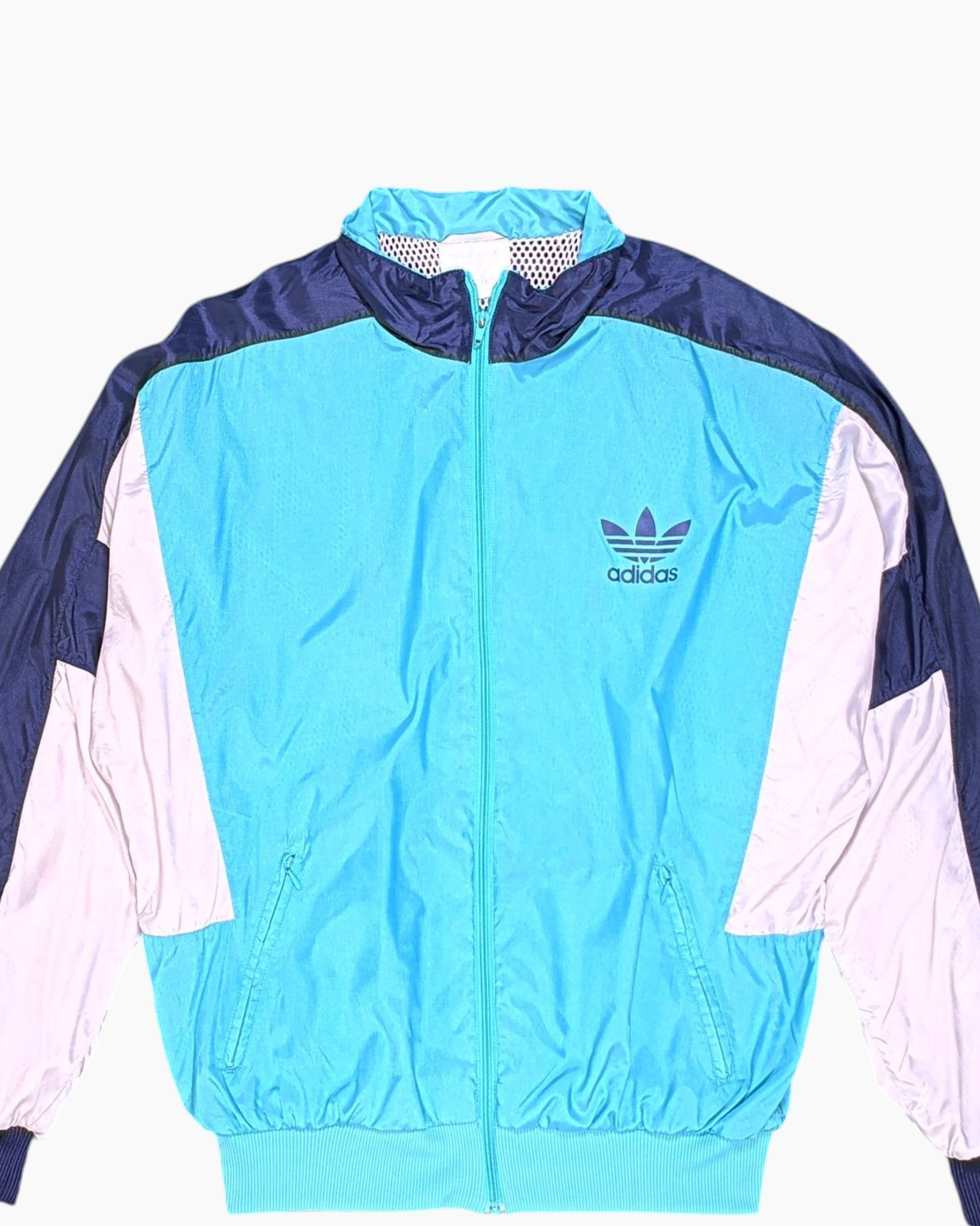 Front-detail-1 Vintage 80s/90s adidas Track Jacket – Blue Colorblock