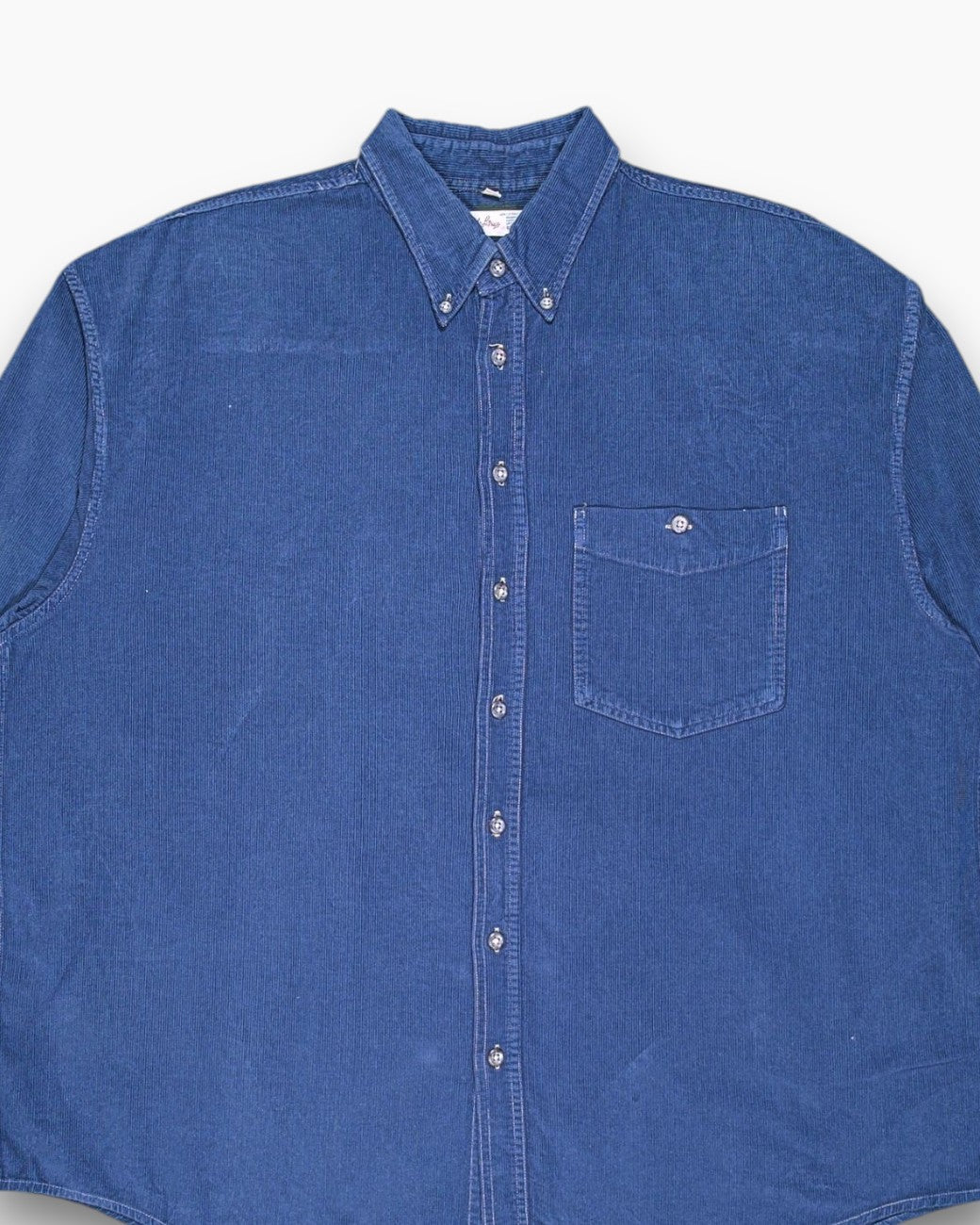 Front-detail-1 Vintage 80s/90s Angelo Litrico Button-Down Shirt – Blue Overdyed (Preloved)