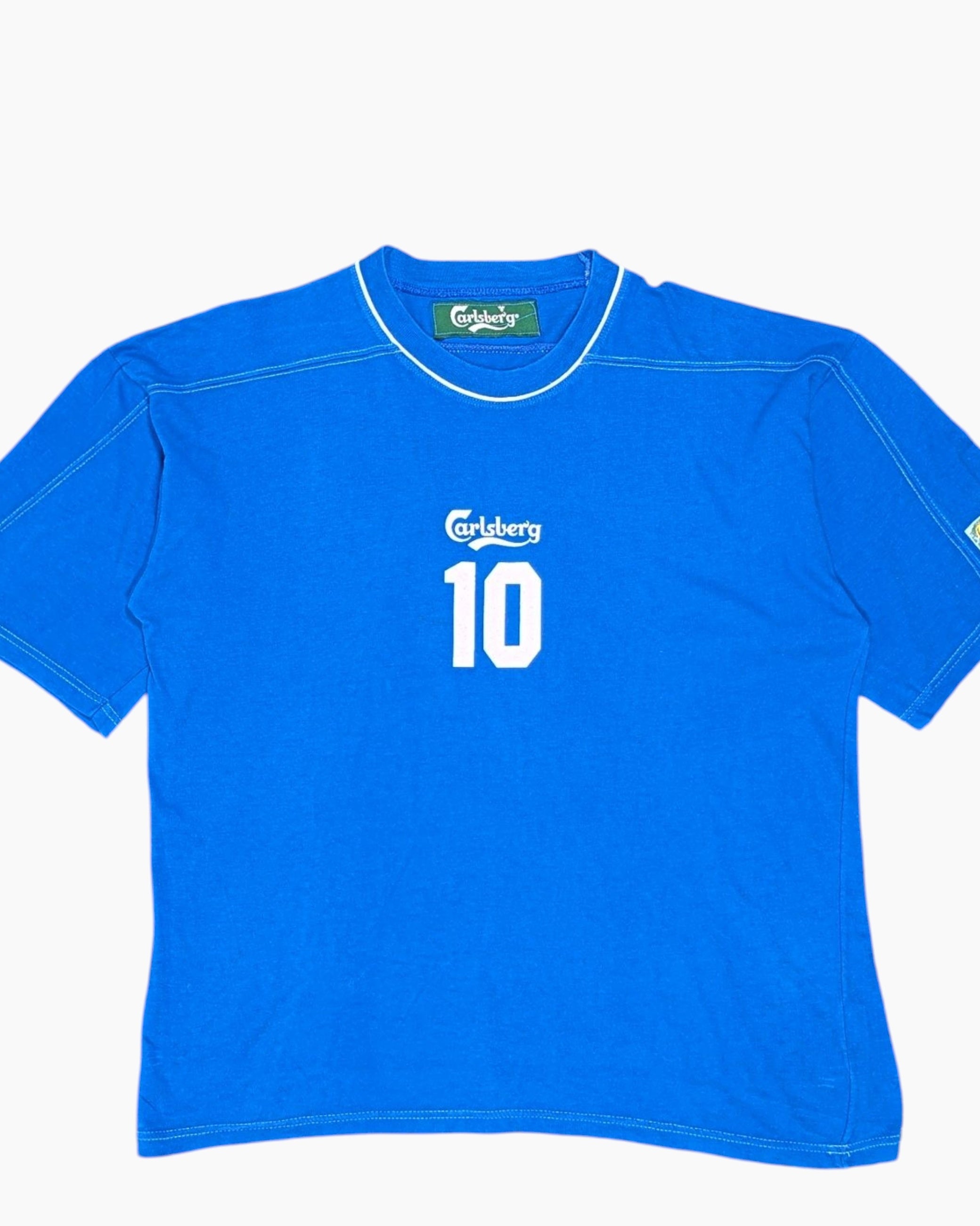 Front-detail-1 Vintage Y2K Carlsberg Graphic T-Shirt – Blue Block '10' Print