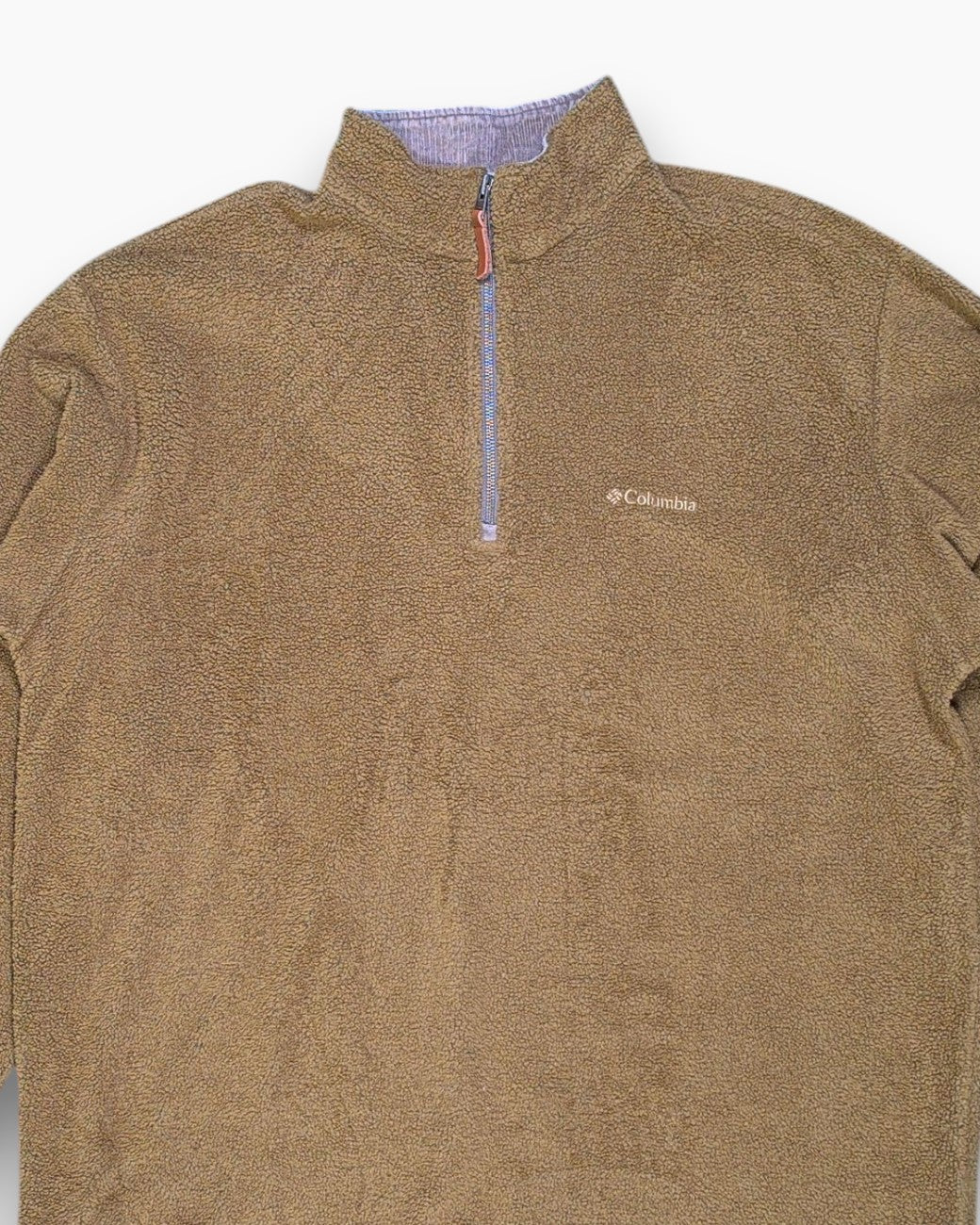 Front-detail-1 Vintage Y2K Columbia Sportswear Company Pullover Fleece (1/4 Zip) – Brown Heathered