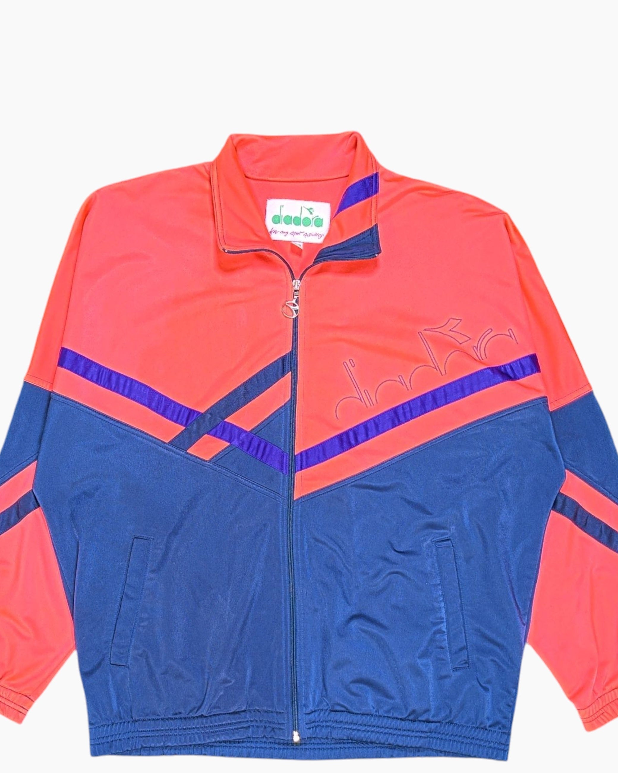 Vintage DIADORA Track Jacket XS Retro Sportswear Fuchsia Navy