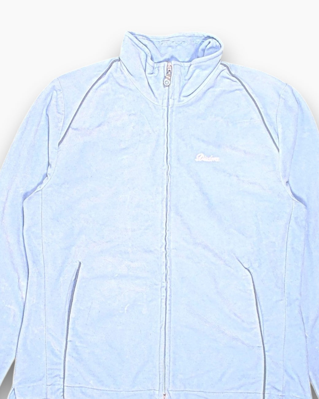 Front-detail-1 Vintage Y2K DIADORA Track Jacket – Pastel Blue Zip-Up
