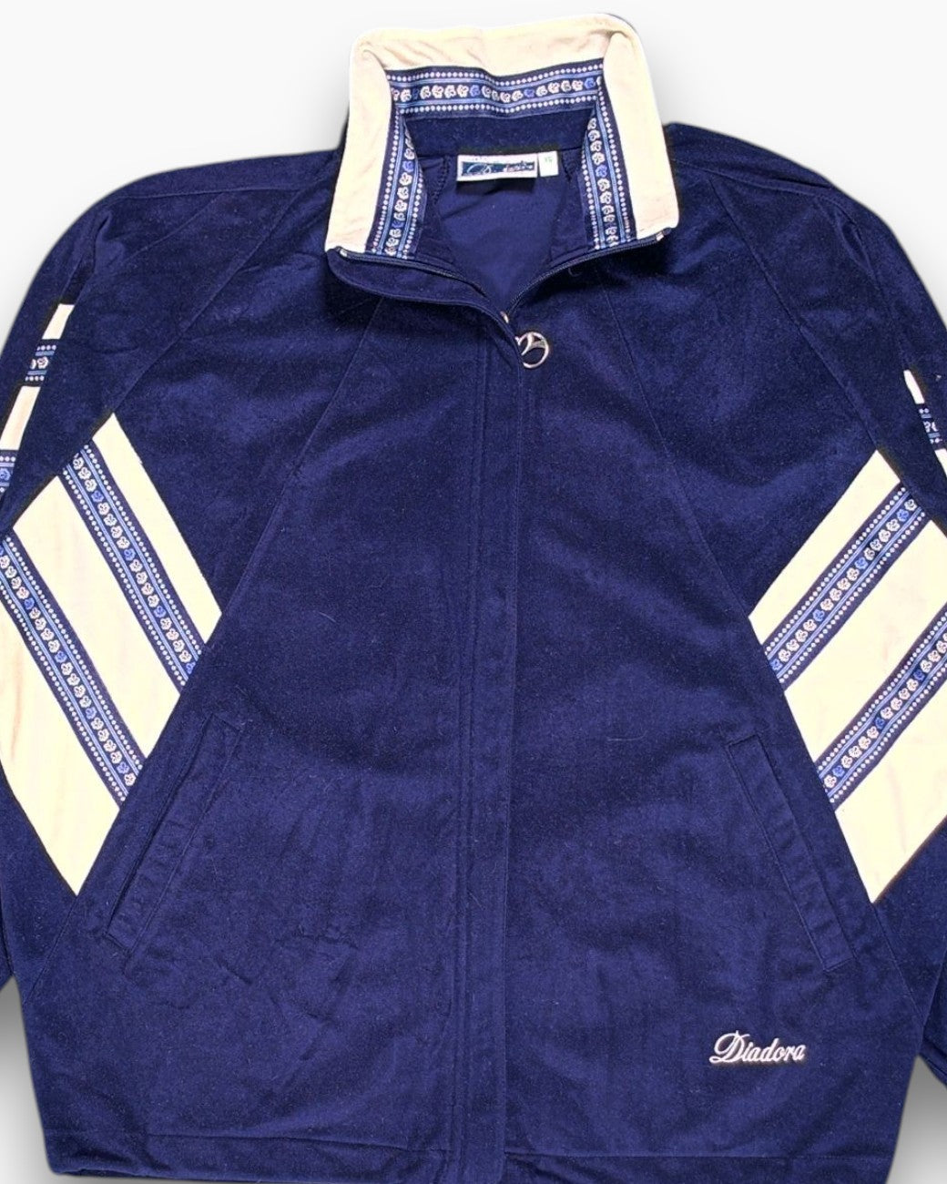 Front-detail-1 Vintage 80s/90s Divalon Track Jacket – Navy Contrast Paneling