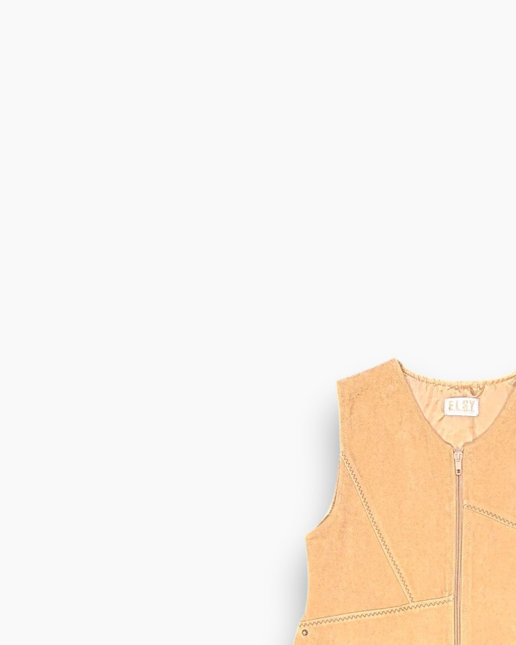 Front-detail-1 Vintage 90s E.L.S.Y. Vest – Beige Cropped Paneled