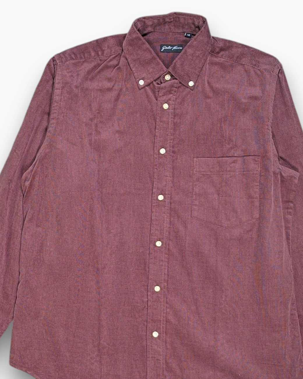 Front-detail-1 Pre-owned Giulio Terrini Button-Down Shirt – Brown (M)