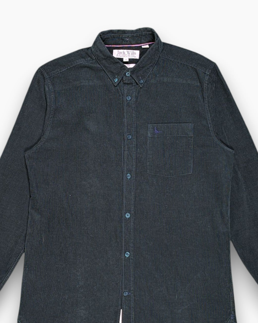 Front-detail-1 Pre-owned Jack Wills Button-Down Shirt – Black Slim Fit