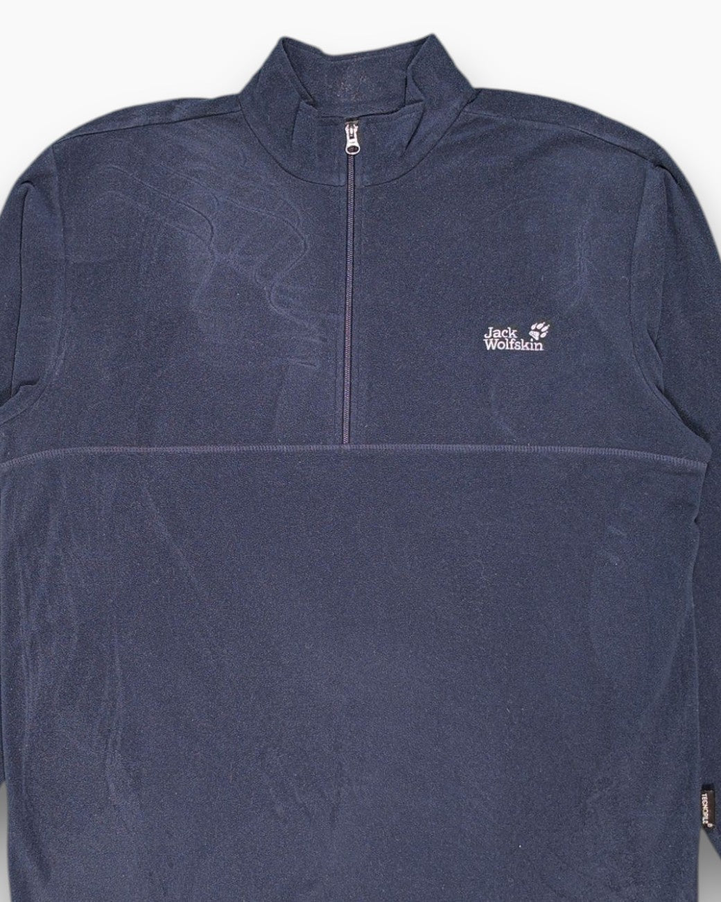 Front-detail-1 Pre-owned Jack Wolfskin Pullover Fleece (Half-Zip) – Navy Kangaroo Pocket